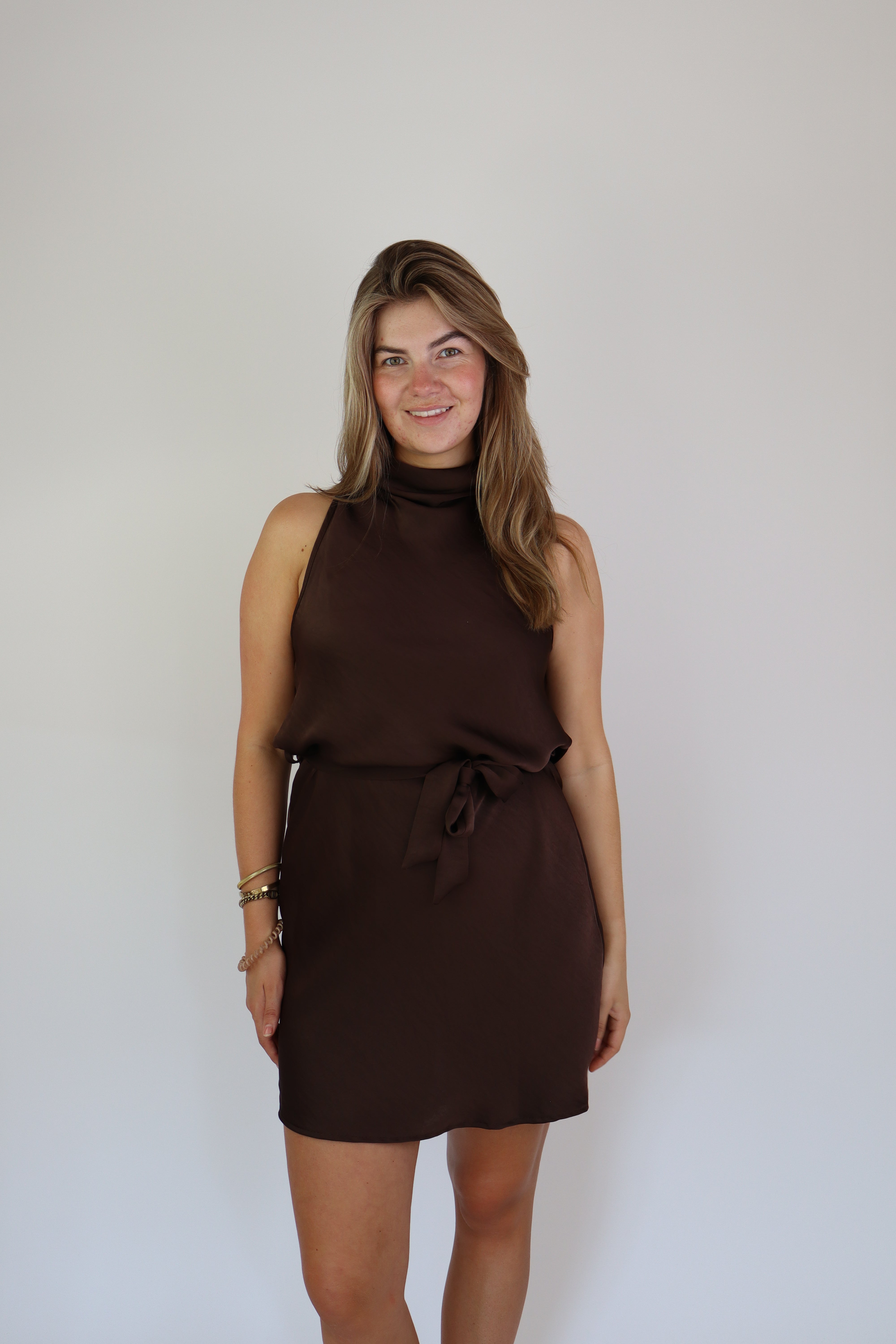 Satijnen Dress Brown
