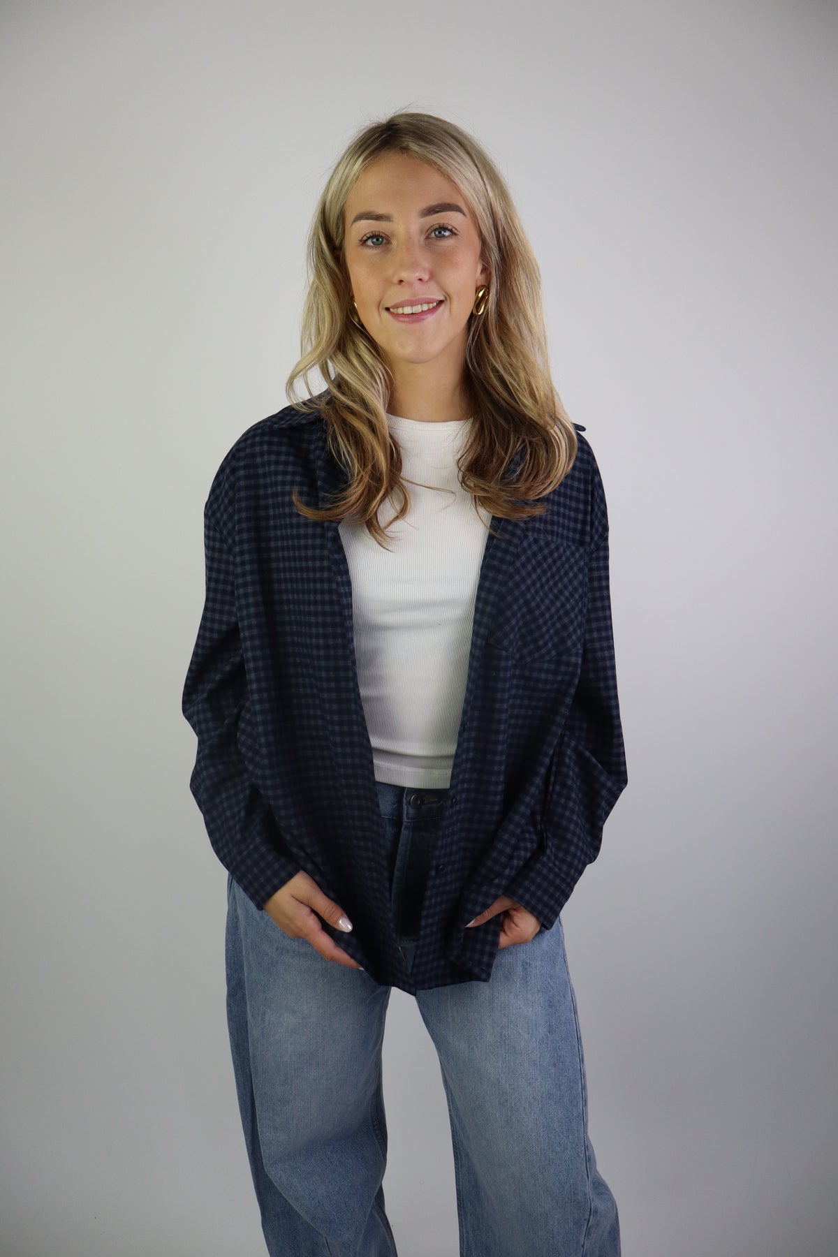 Ruitjes Blouse Ambika Navy