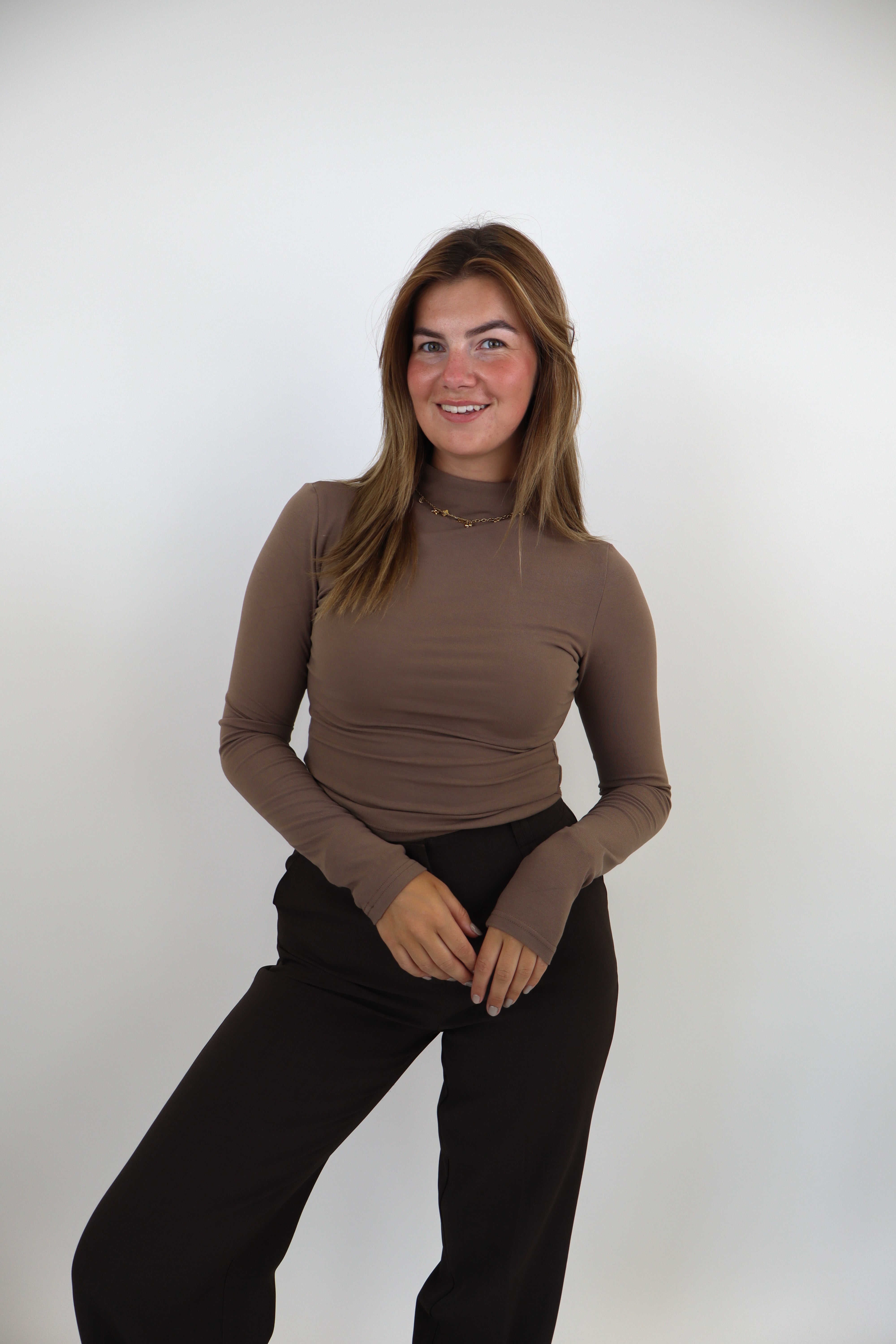 Leanne Long Sleeve Top - Dark Taupe