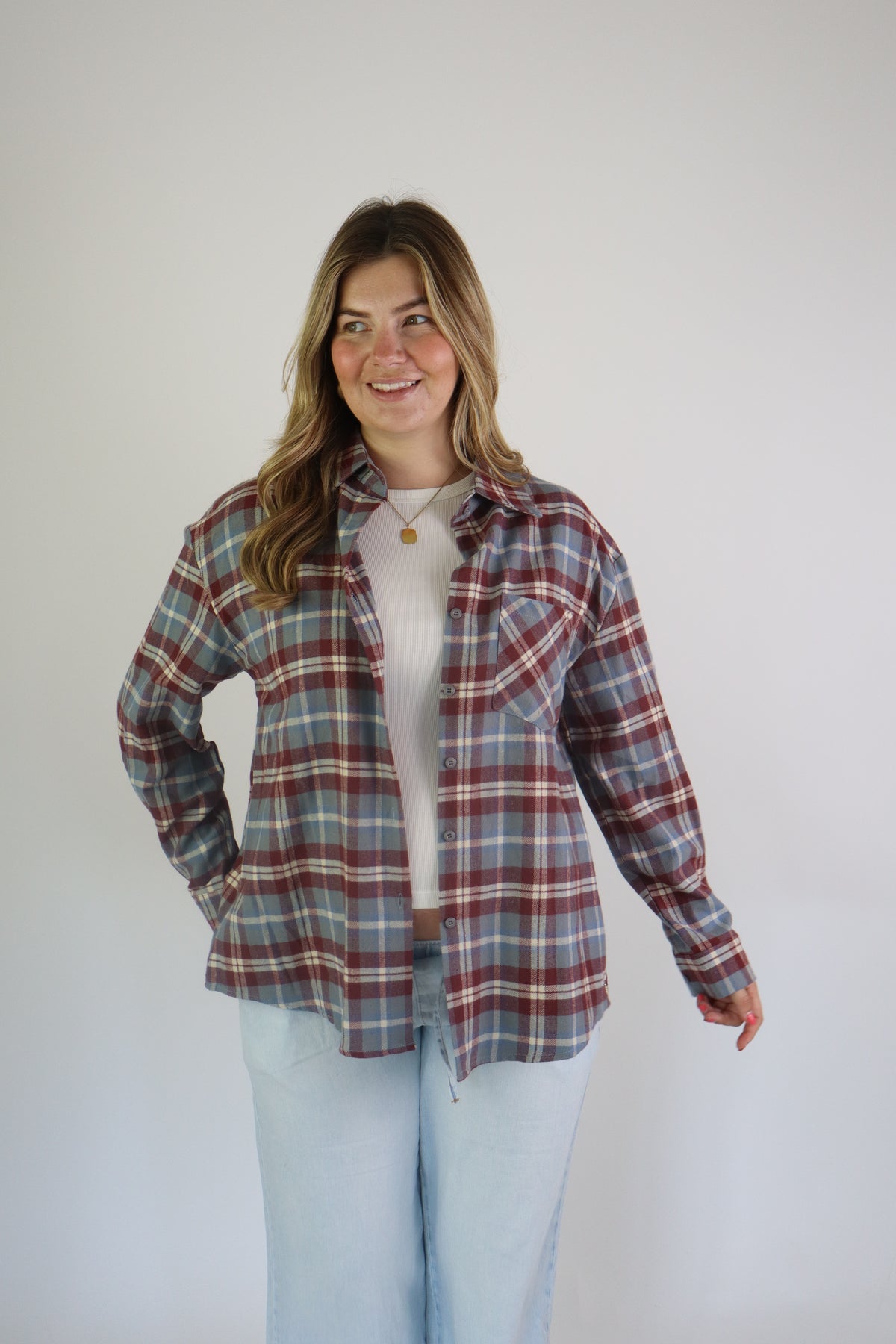 Ruitjes Blouse Ambika Bordeaux