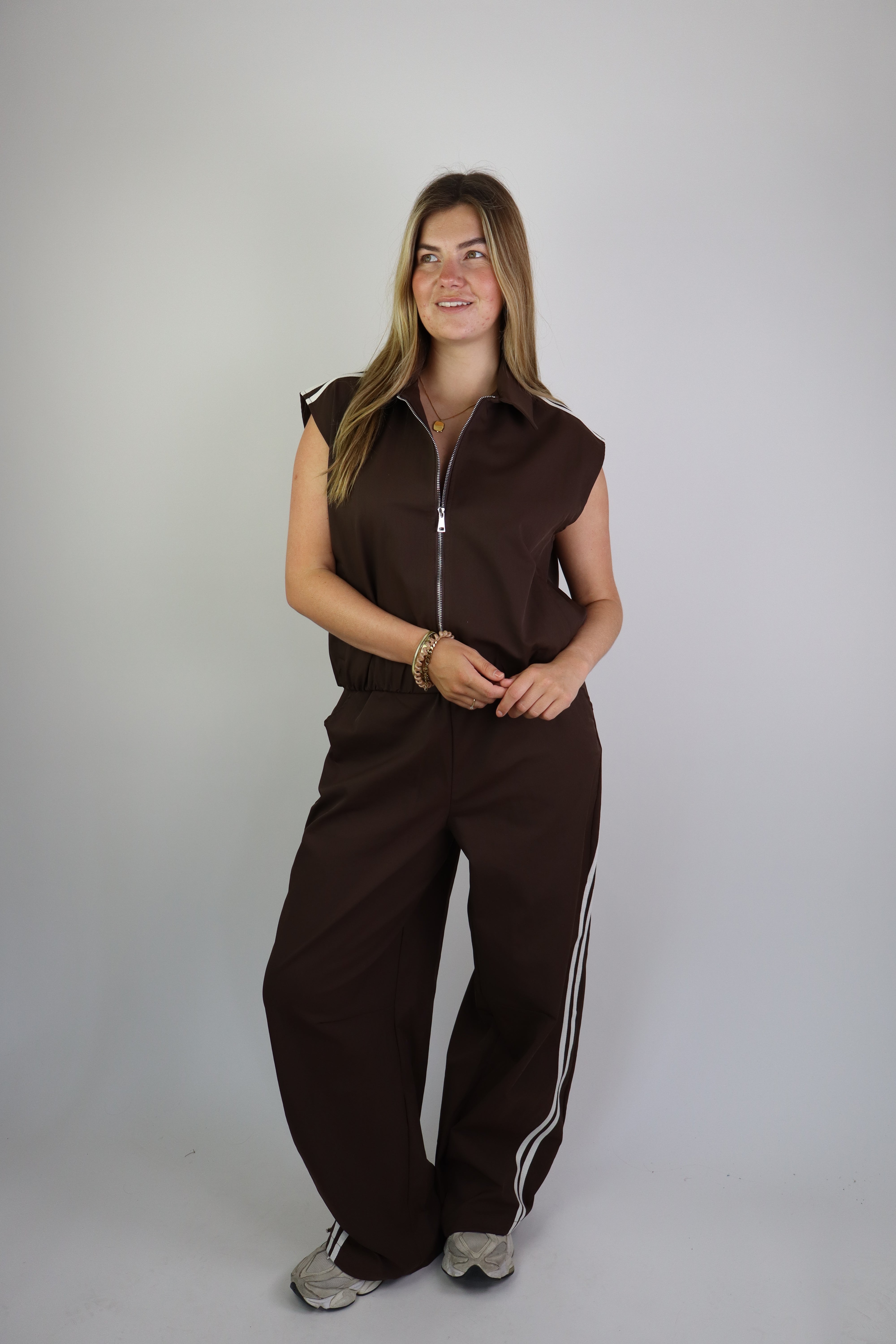 Ambika Striped Gilet Brown
