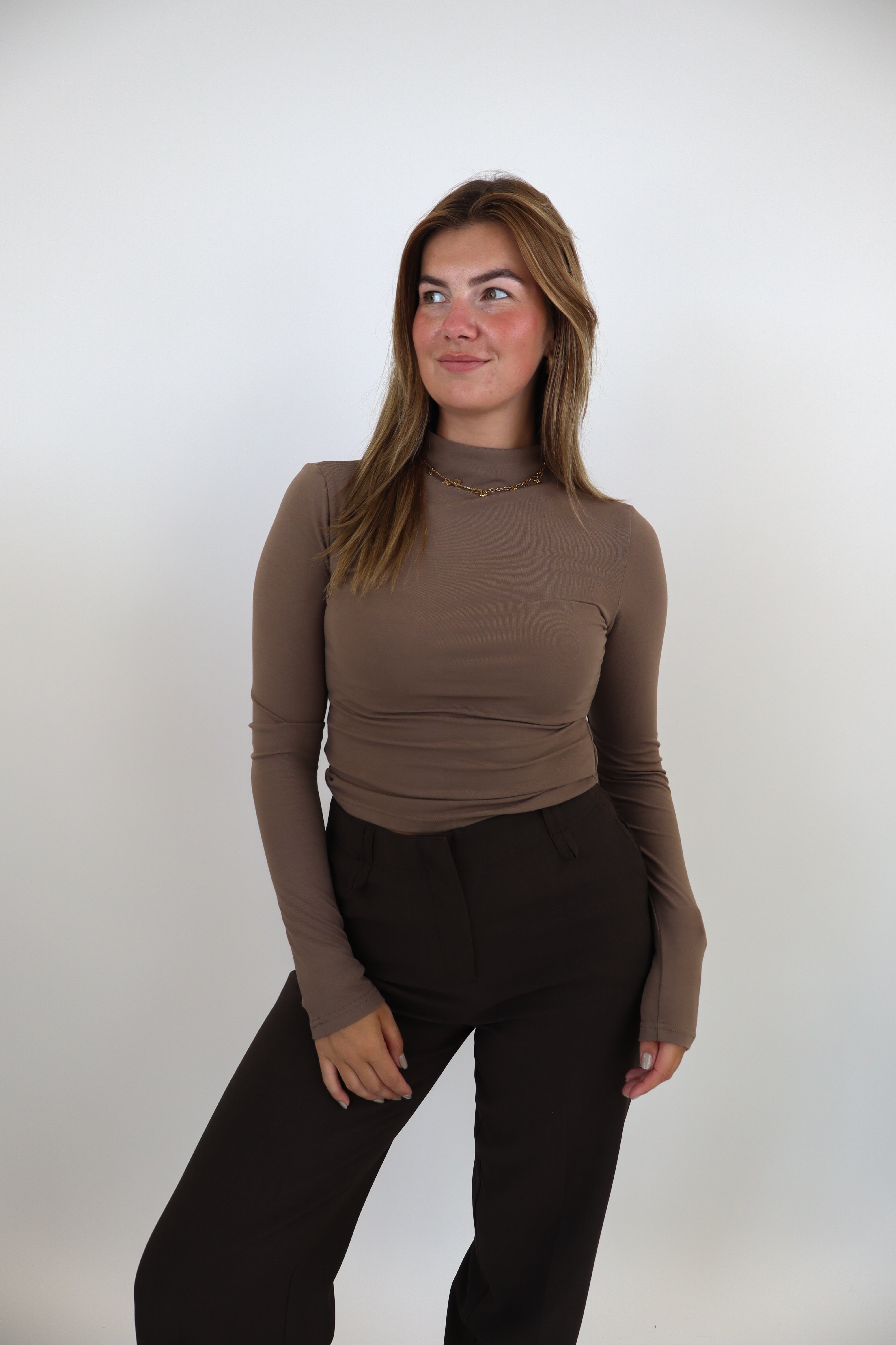 Leanne Long Sleeve Top - Dark Taupe