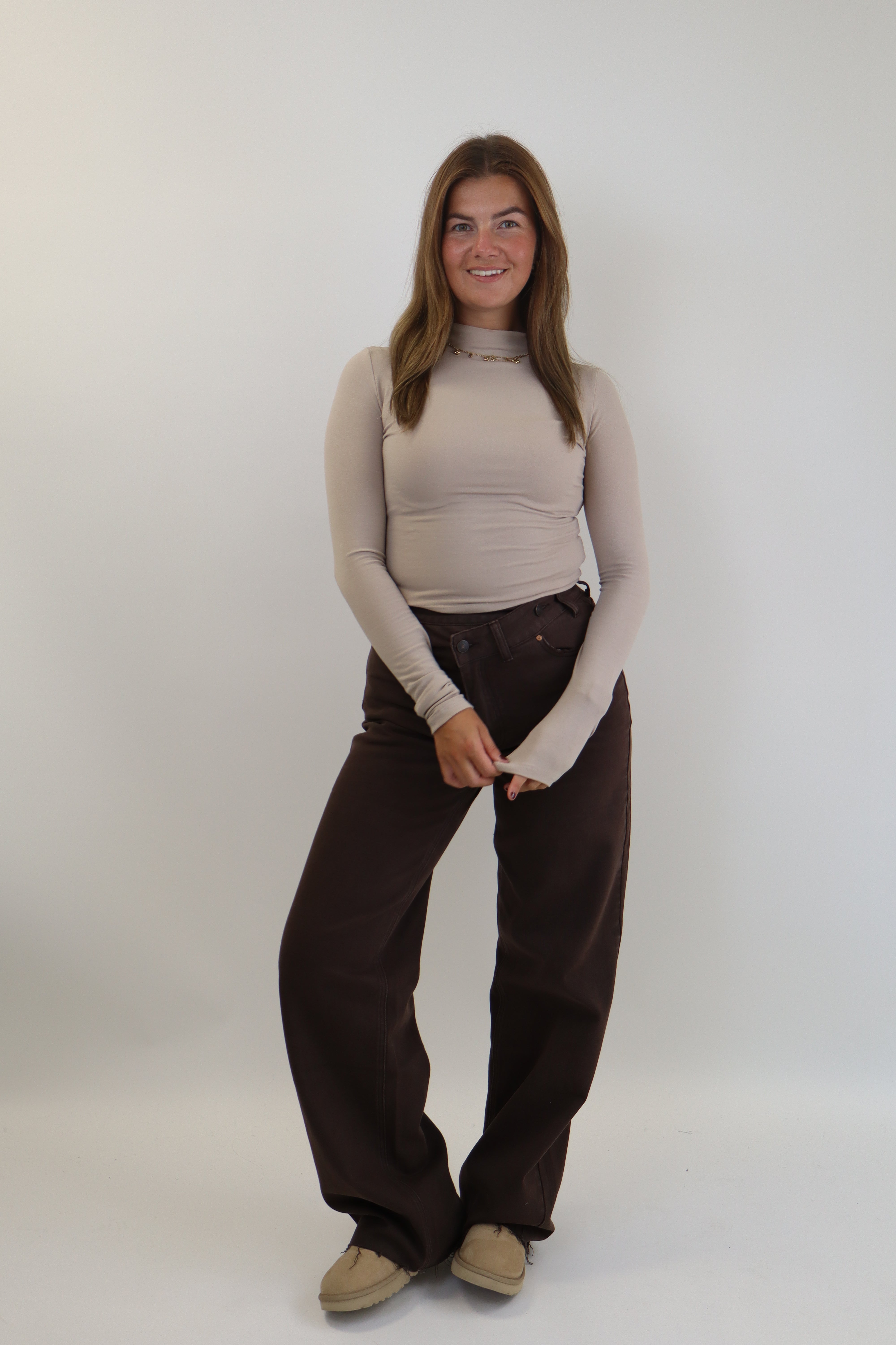 Double Button Tall Jeans Brown BK3856-C