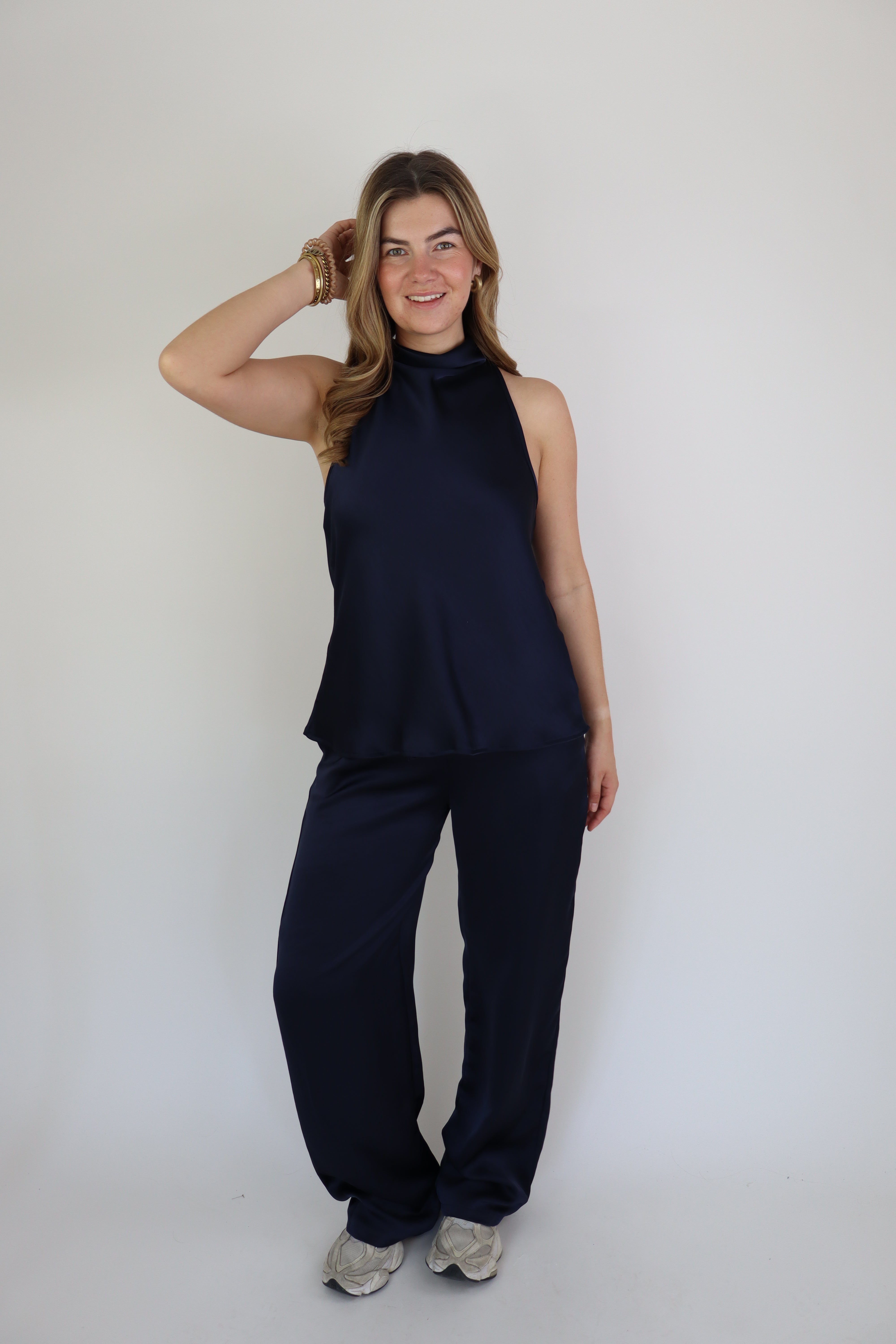 Satijnen Broek Navy