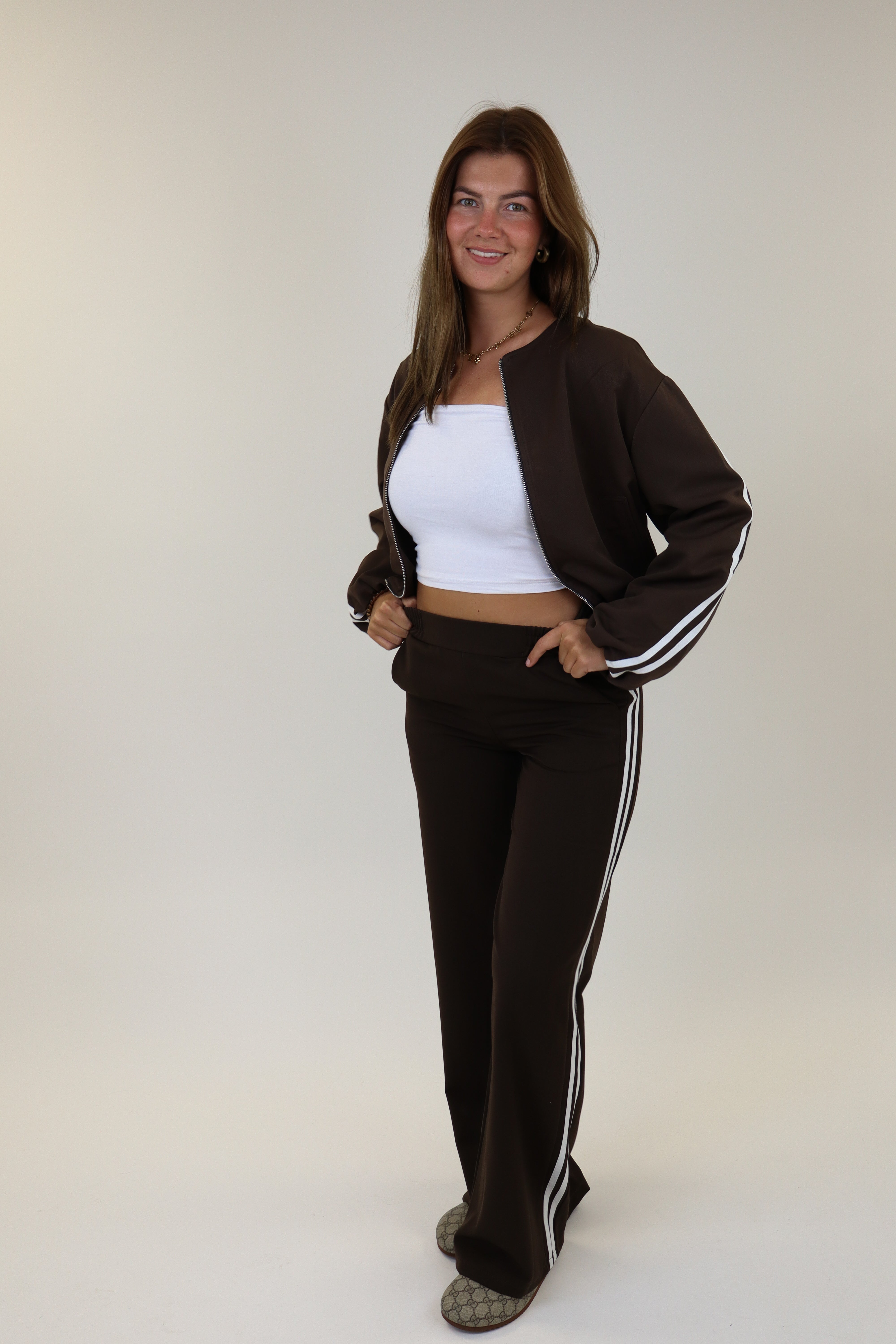 Ivana Striped Pantalon | Brown