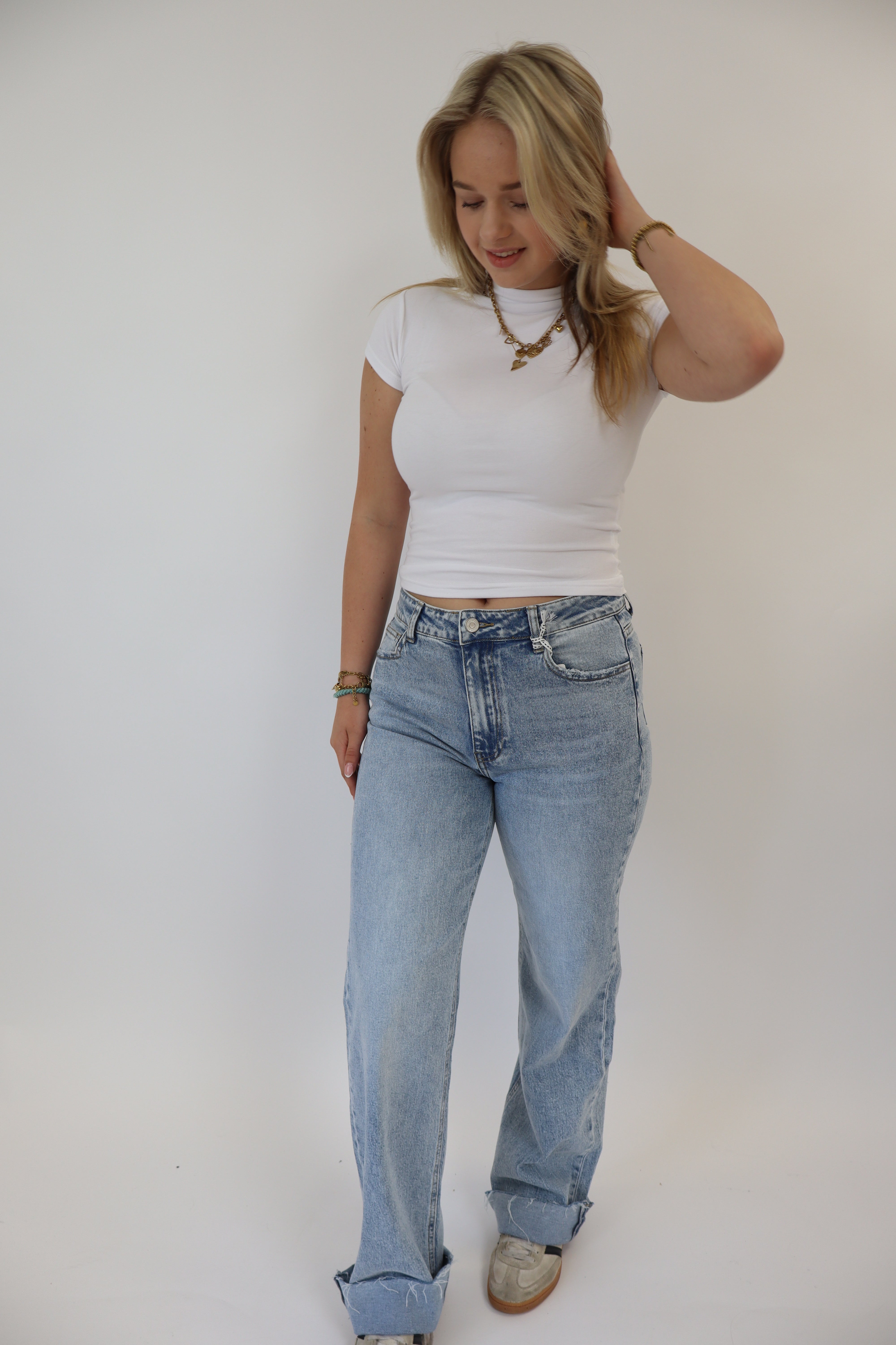 Tall Wide Leg Glitter Jeans W3767