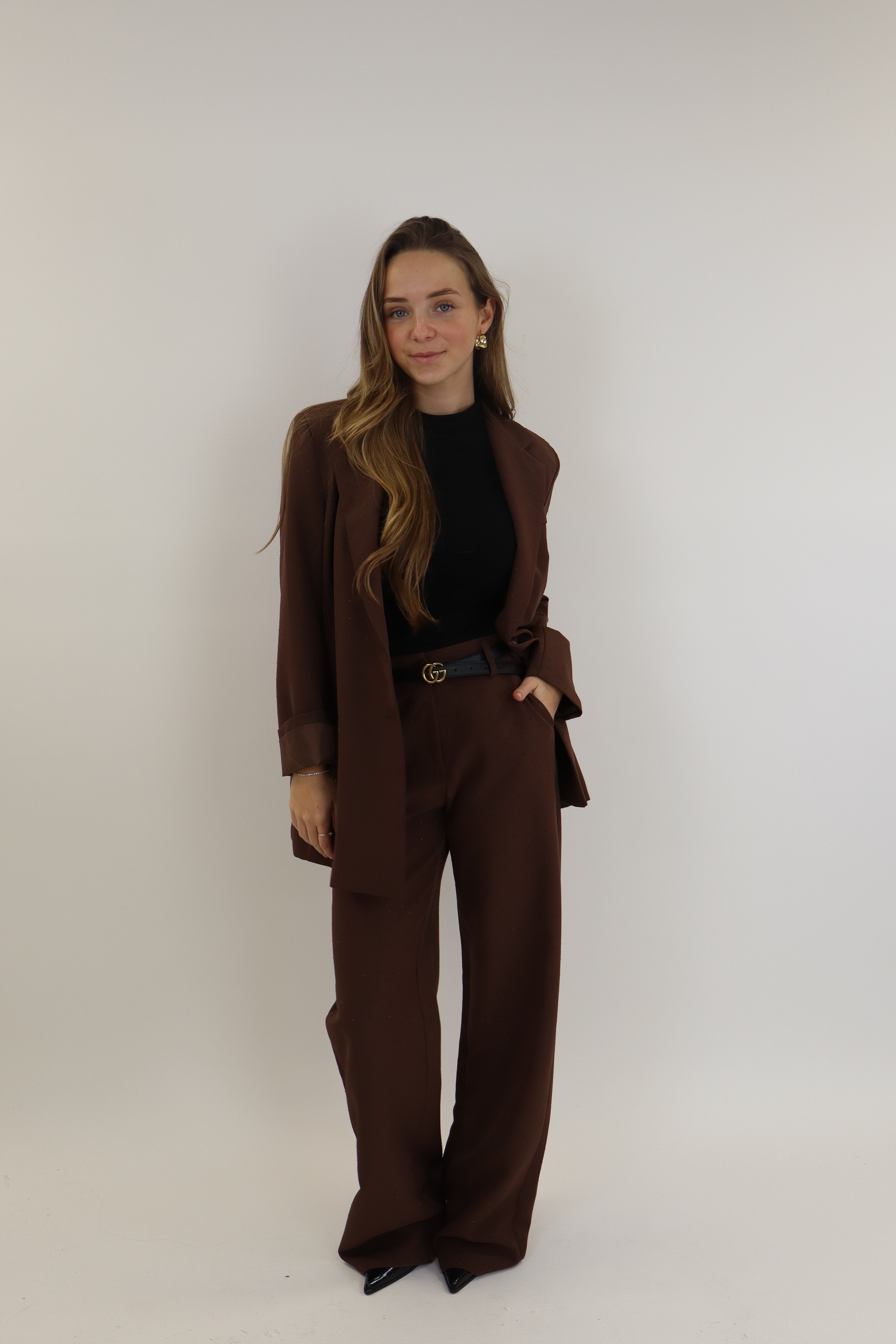 Glitter Blazer Bruin