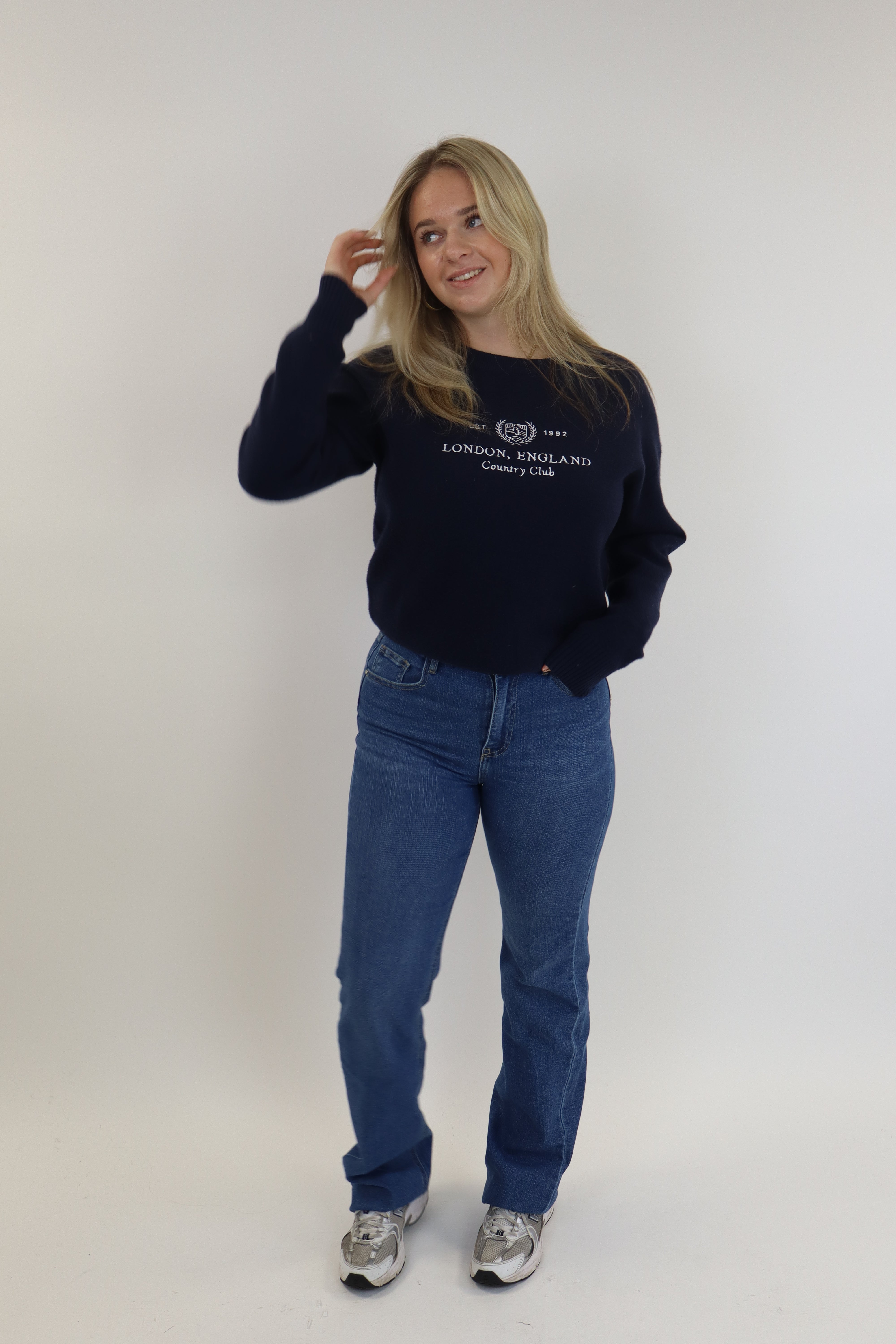 Extra Long Wide Leg Jeans Dark Denim | RD3272-1