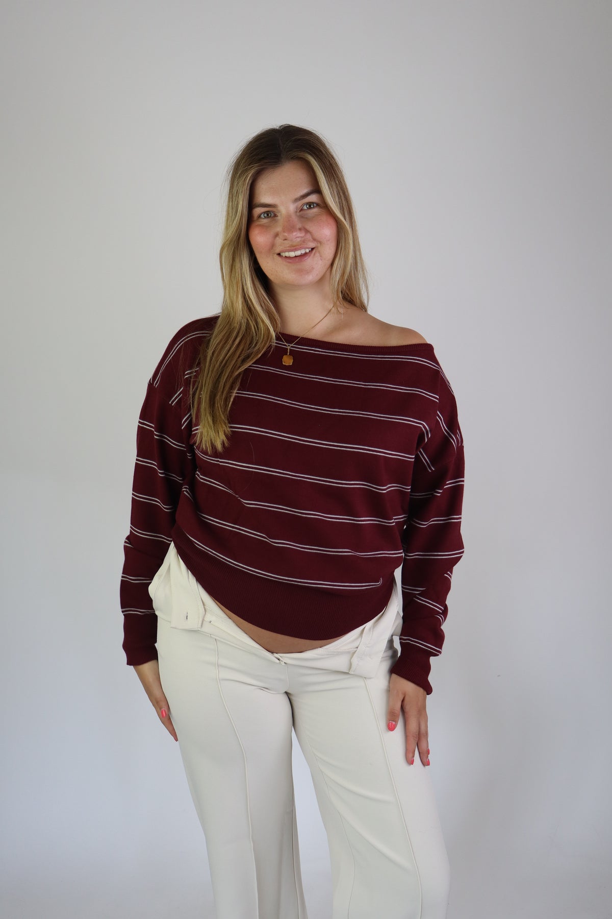 Emmy Off Shoulder Knit Bordeaux