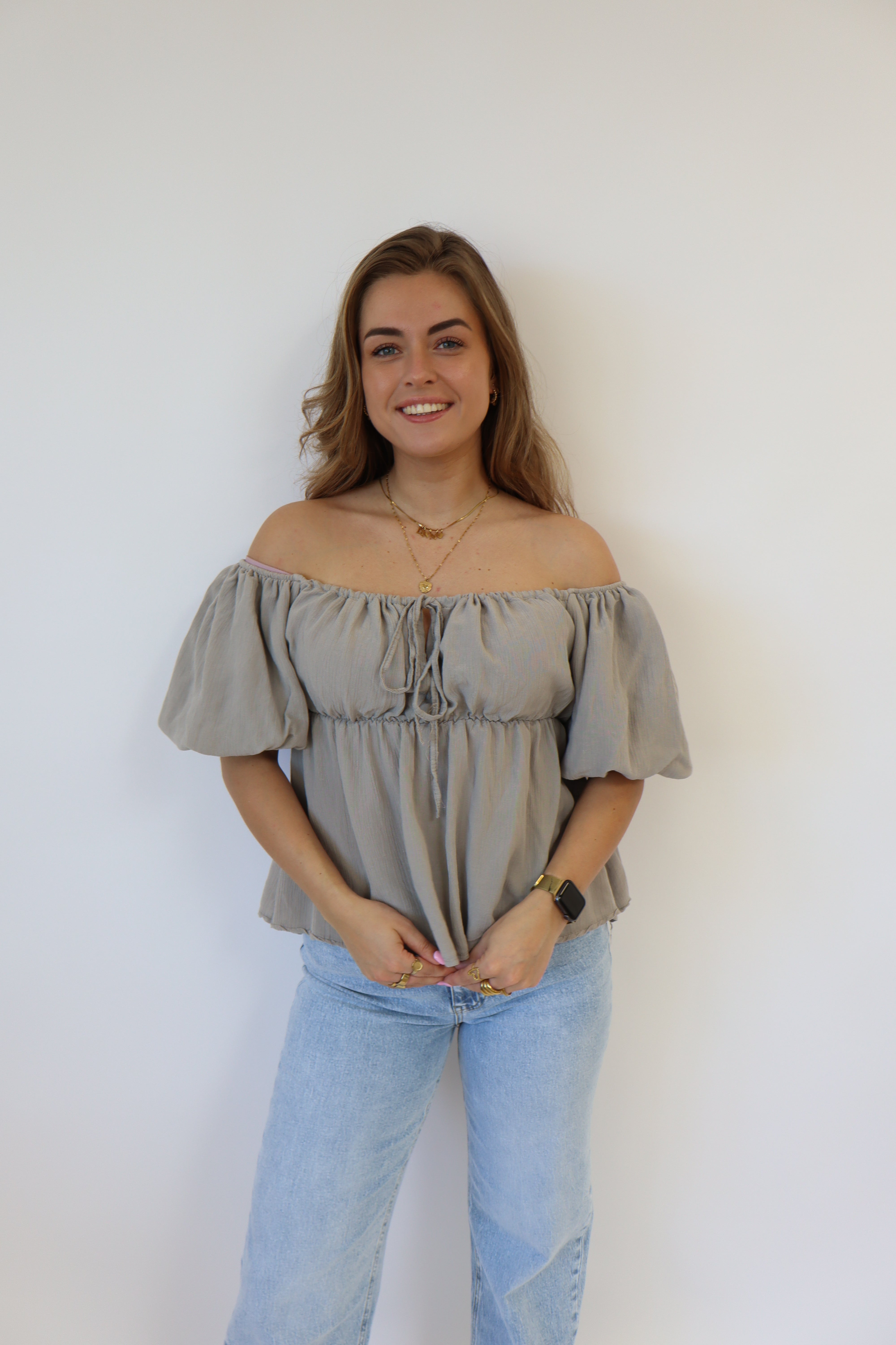 Off Shoulder Top Taupe