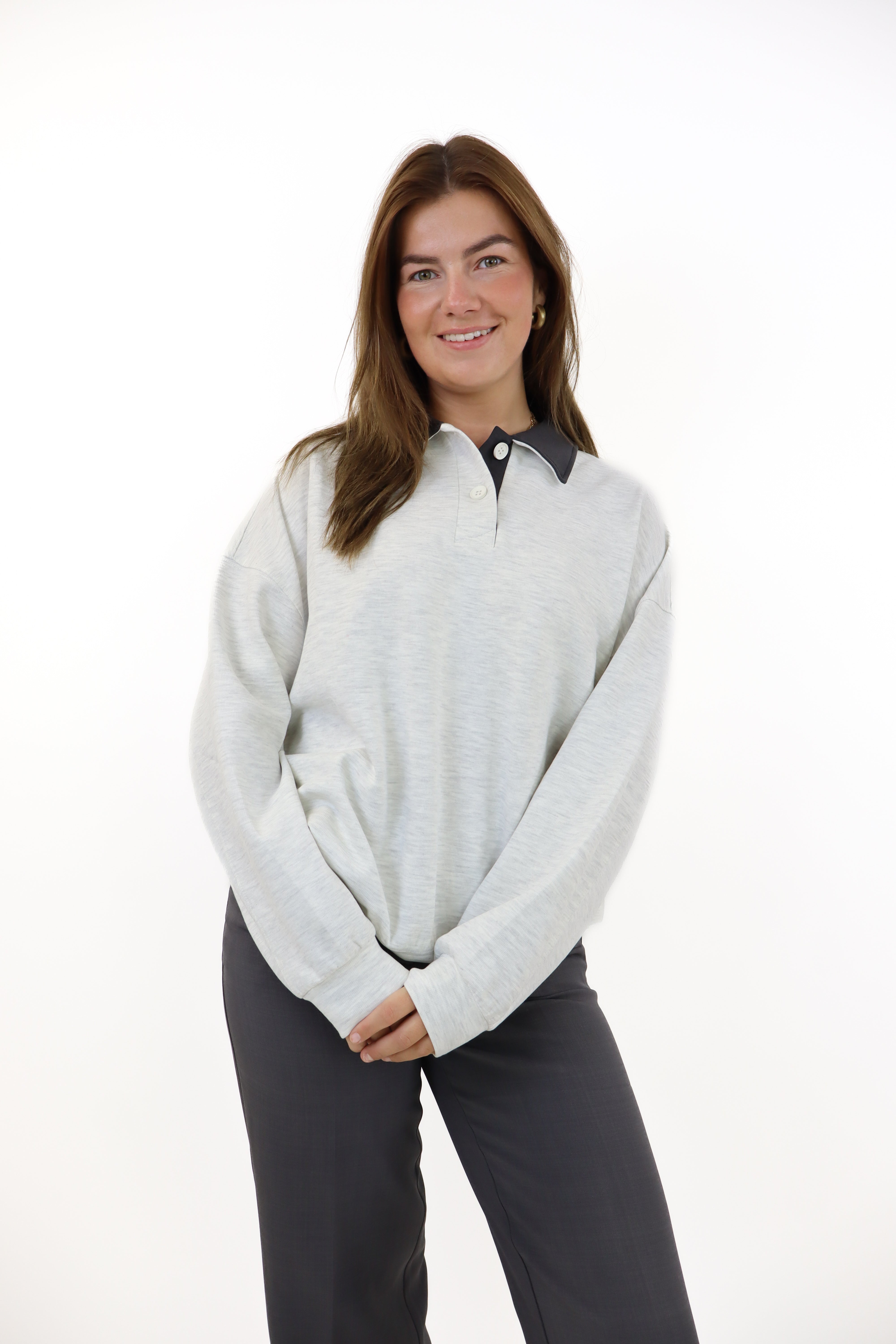 Kyana Polo Sweater Light Grey