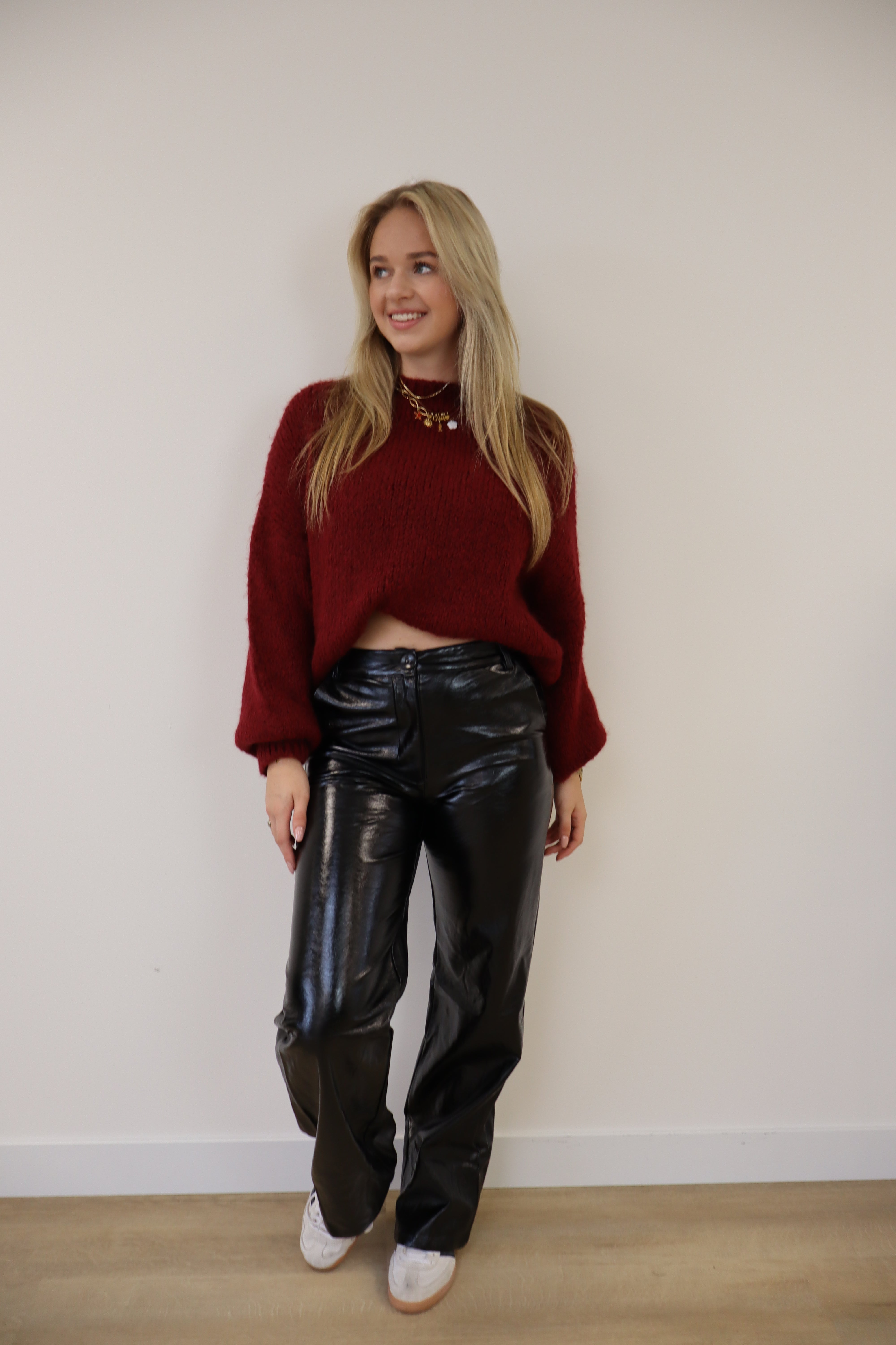Straight Leg Leather Pants Black