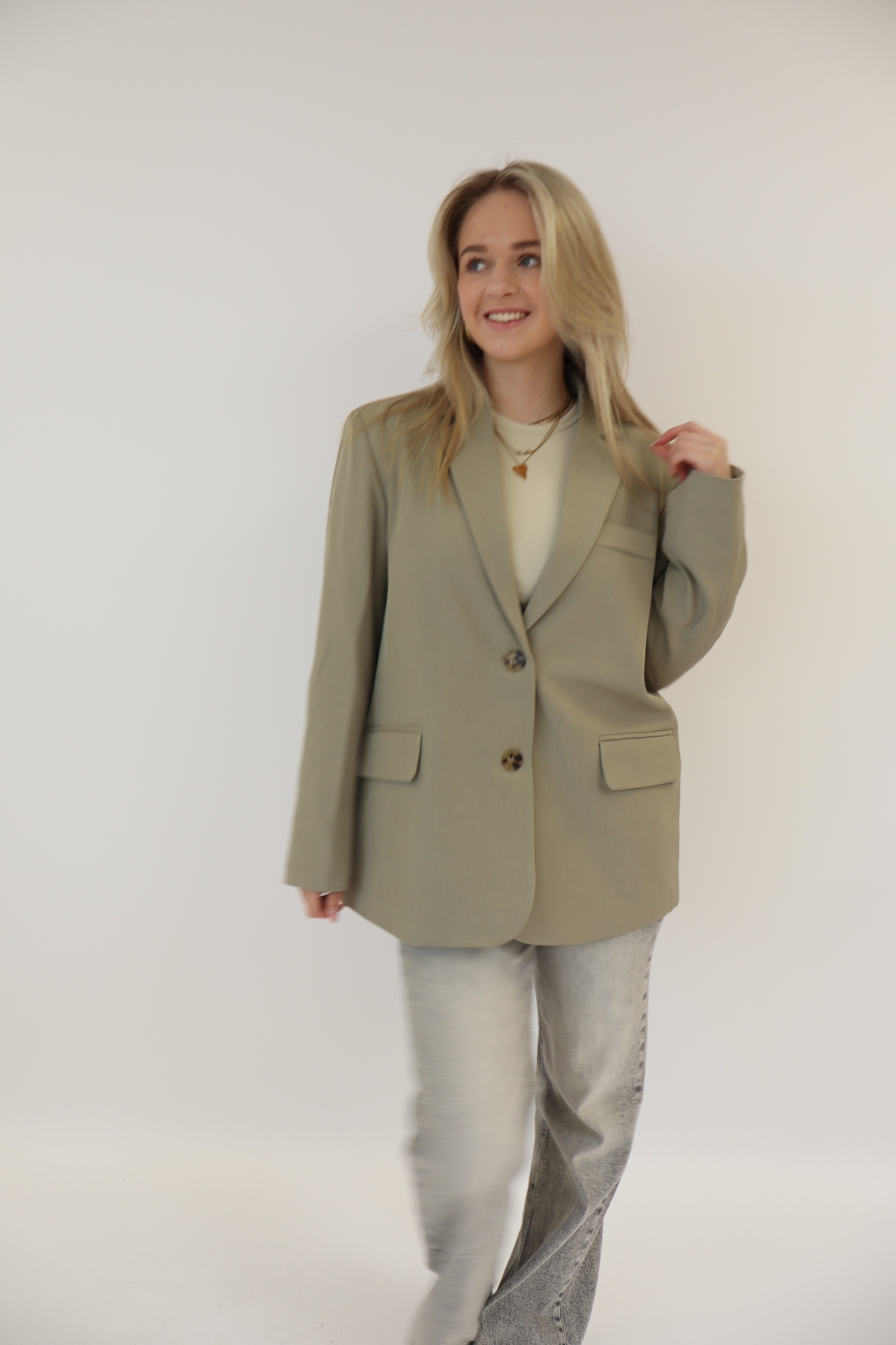 Mona Split Blazer Olijf Groen | 24806