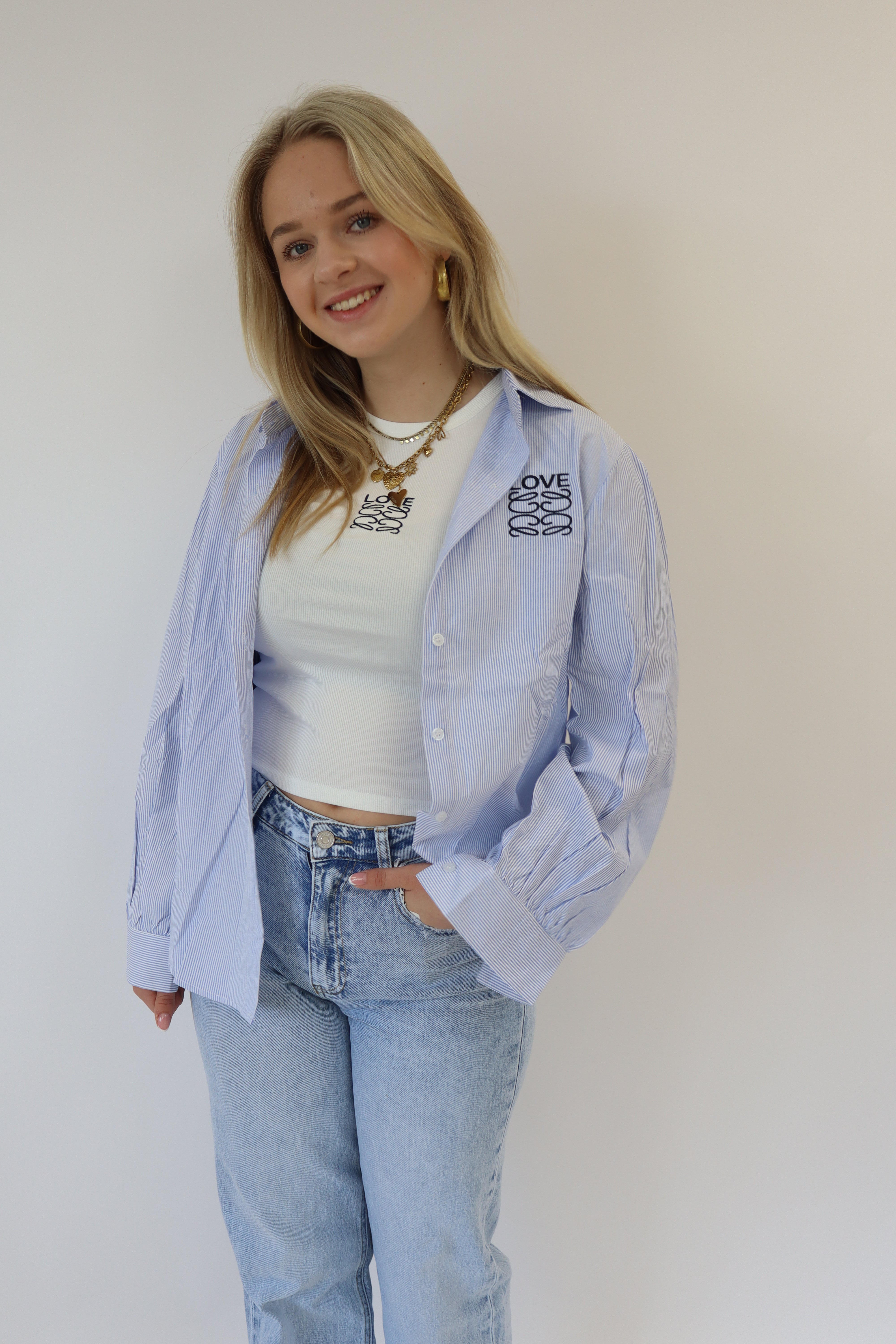 Love Set Blouse & Tanktop Blauw