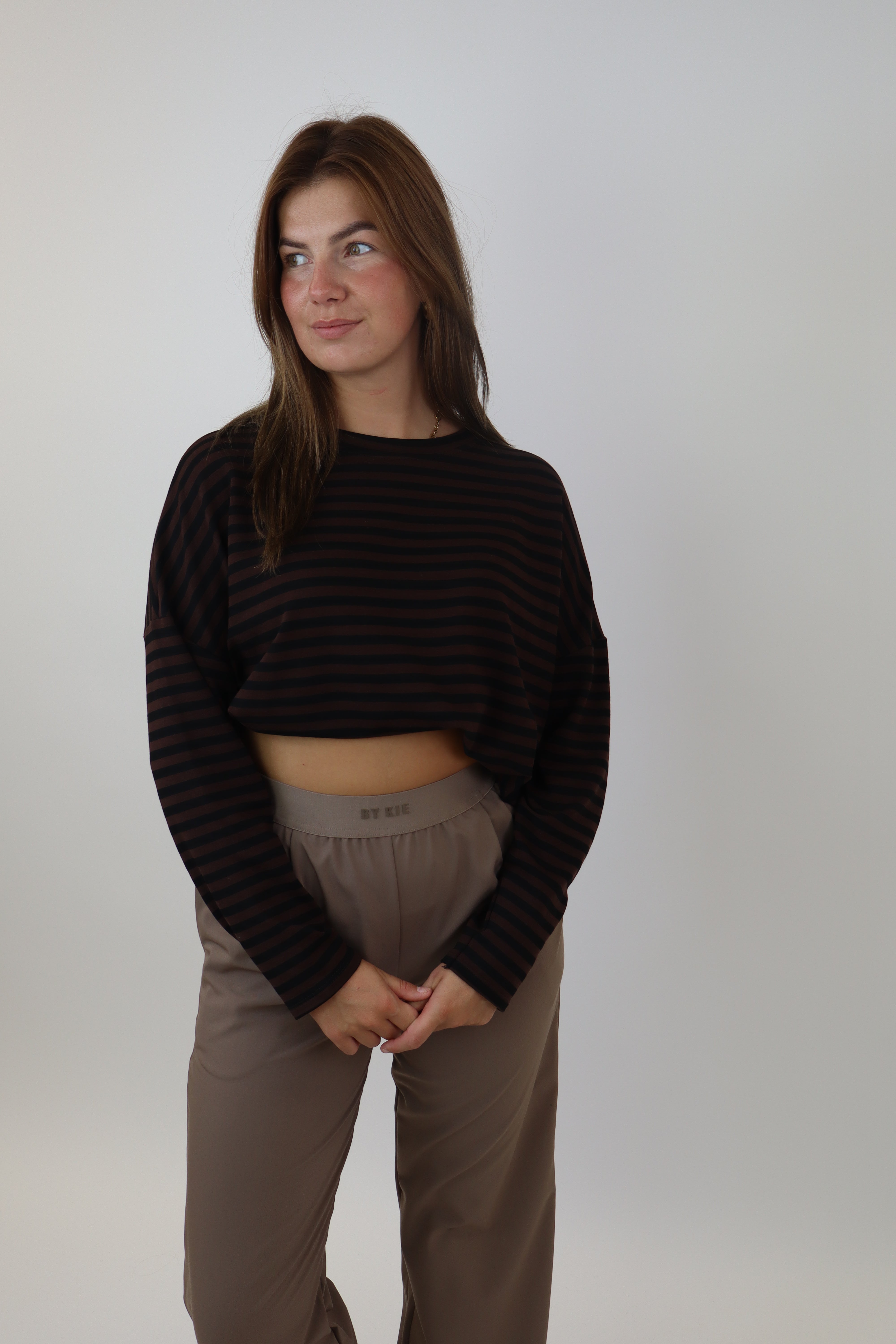 Richelle Striped Top Zwart/Bruin