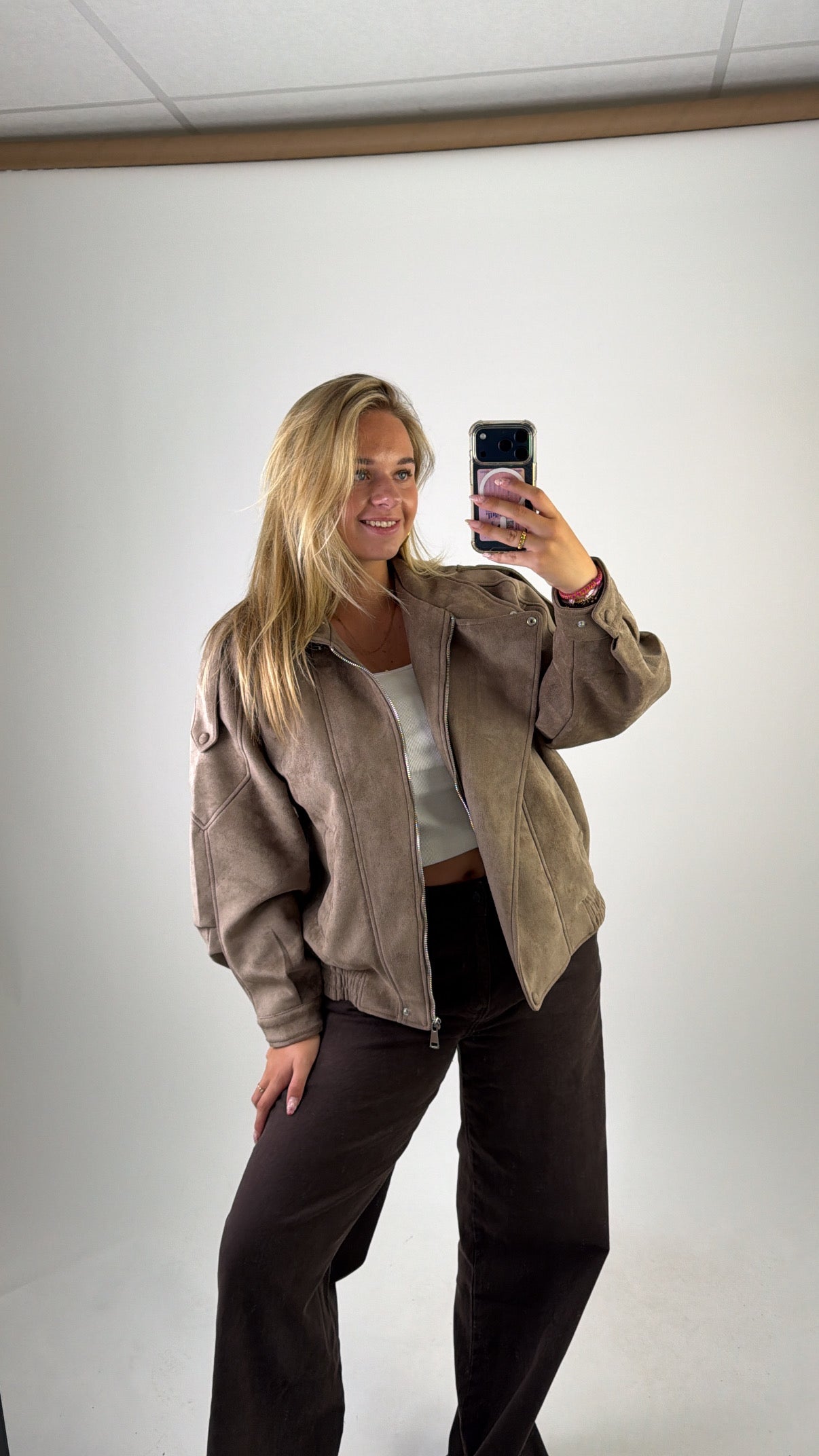 Naya Suede Jacket Taupe