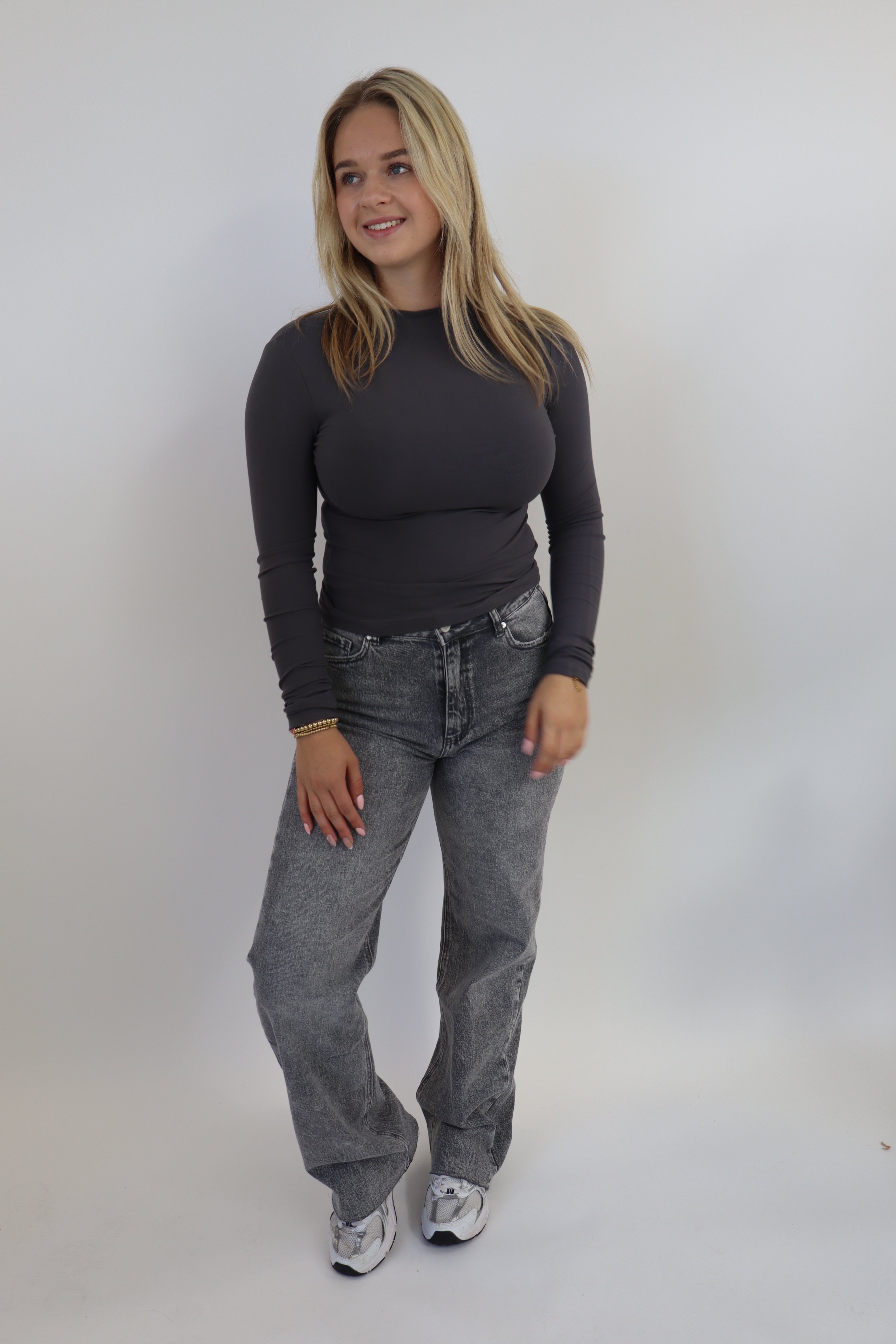 Destroyed Tall Wide Leg Jeans Grey - BK3863