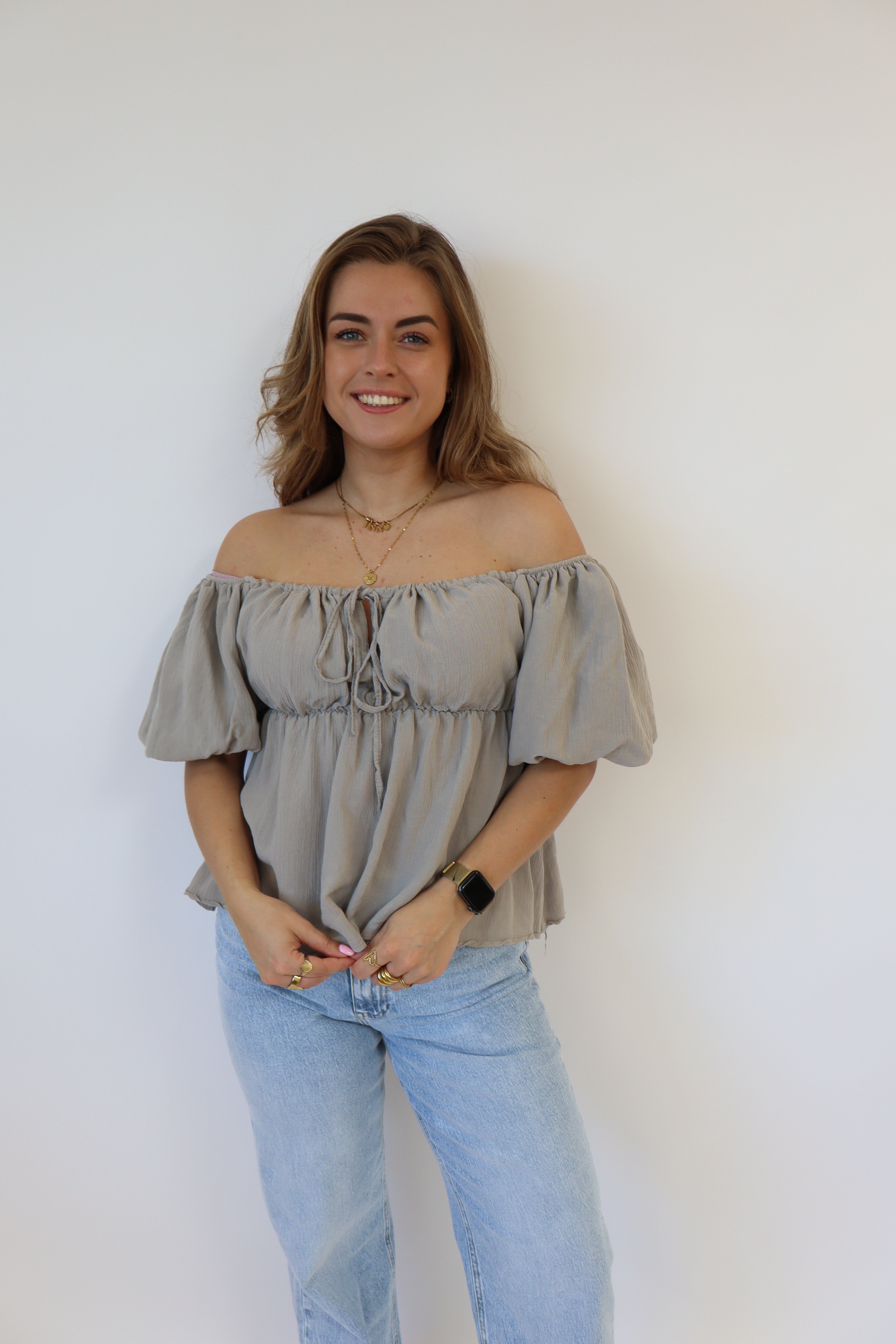 Off Shoulder Top Taupe
