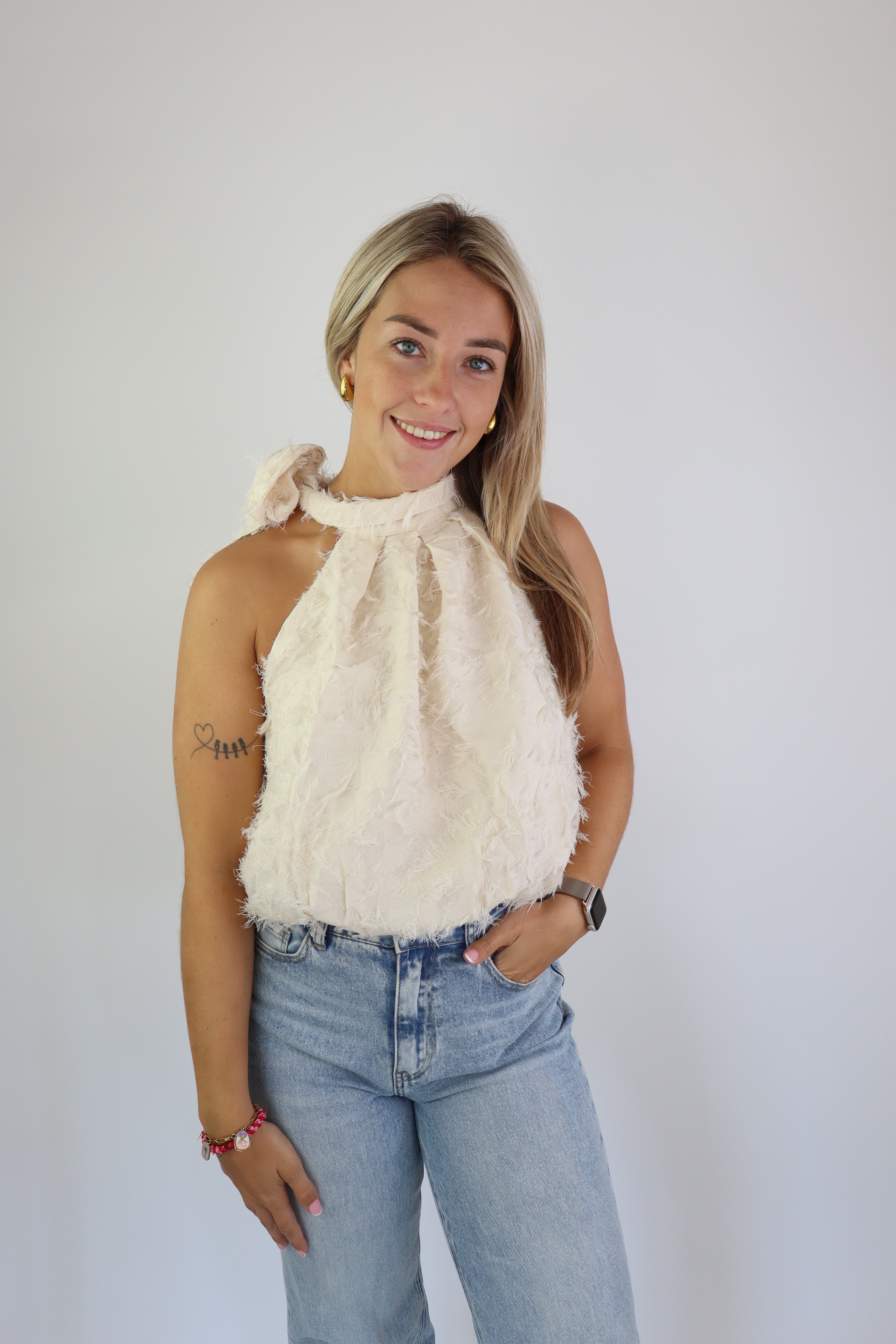 Dani Feather Top Beige