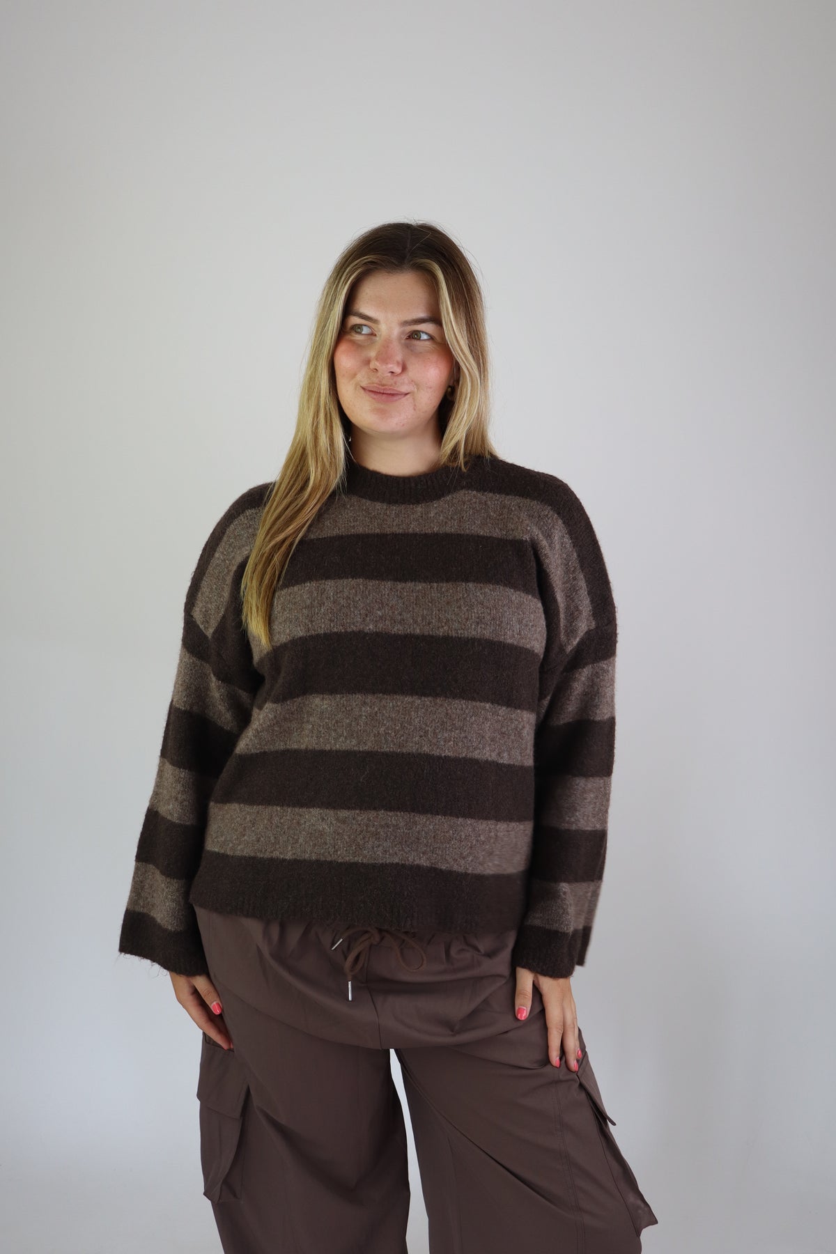 Selina Striped Sweater Brown/Taupe