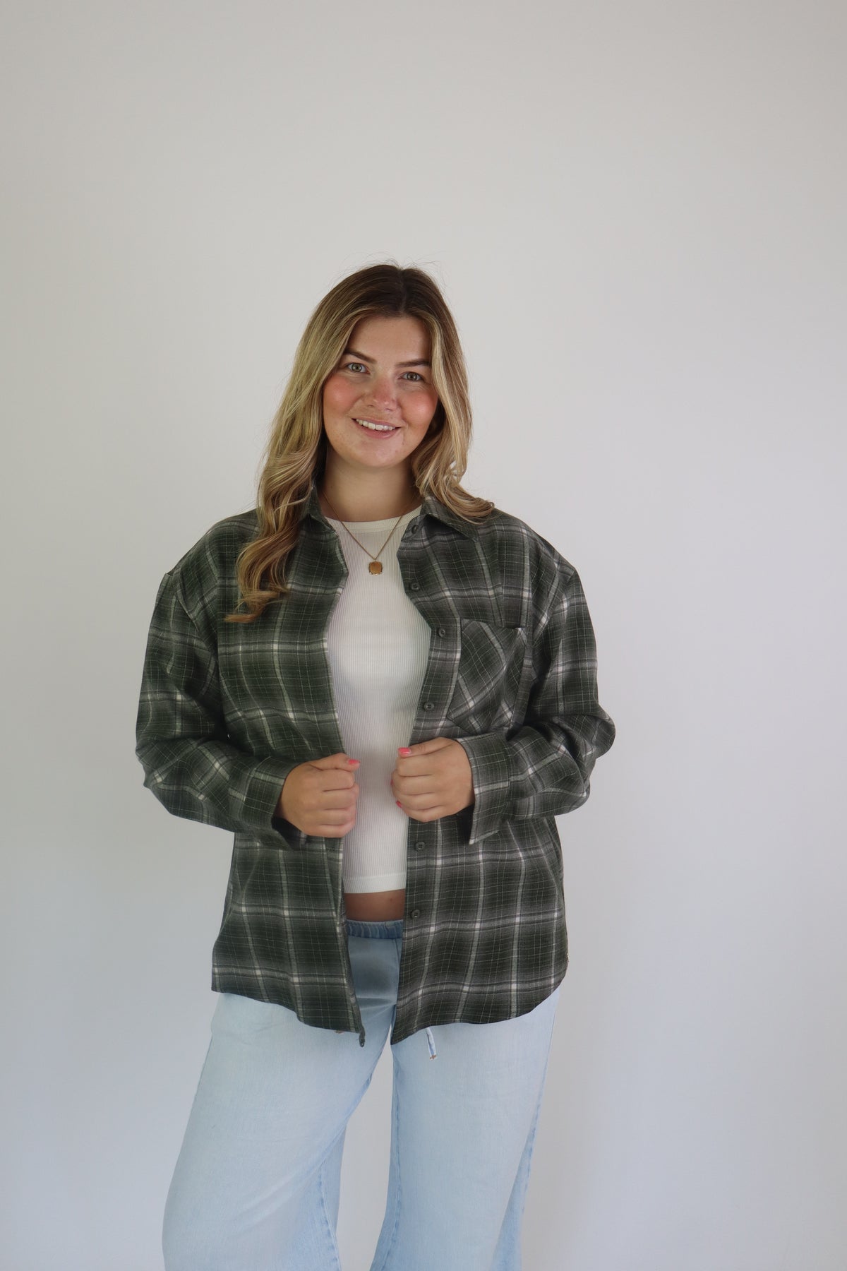 Ruitjes Blouse Ambika Groen
