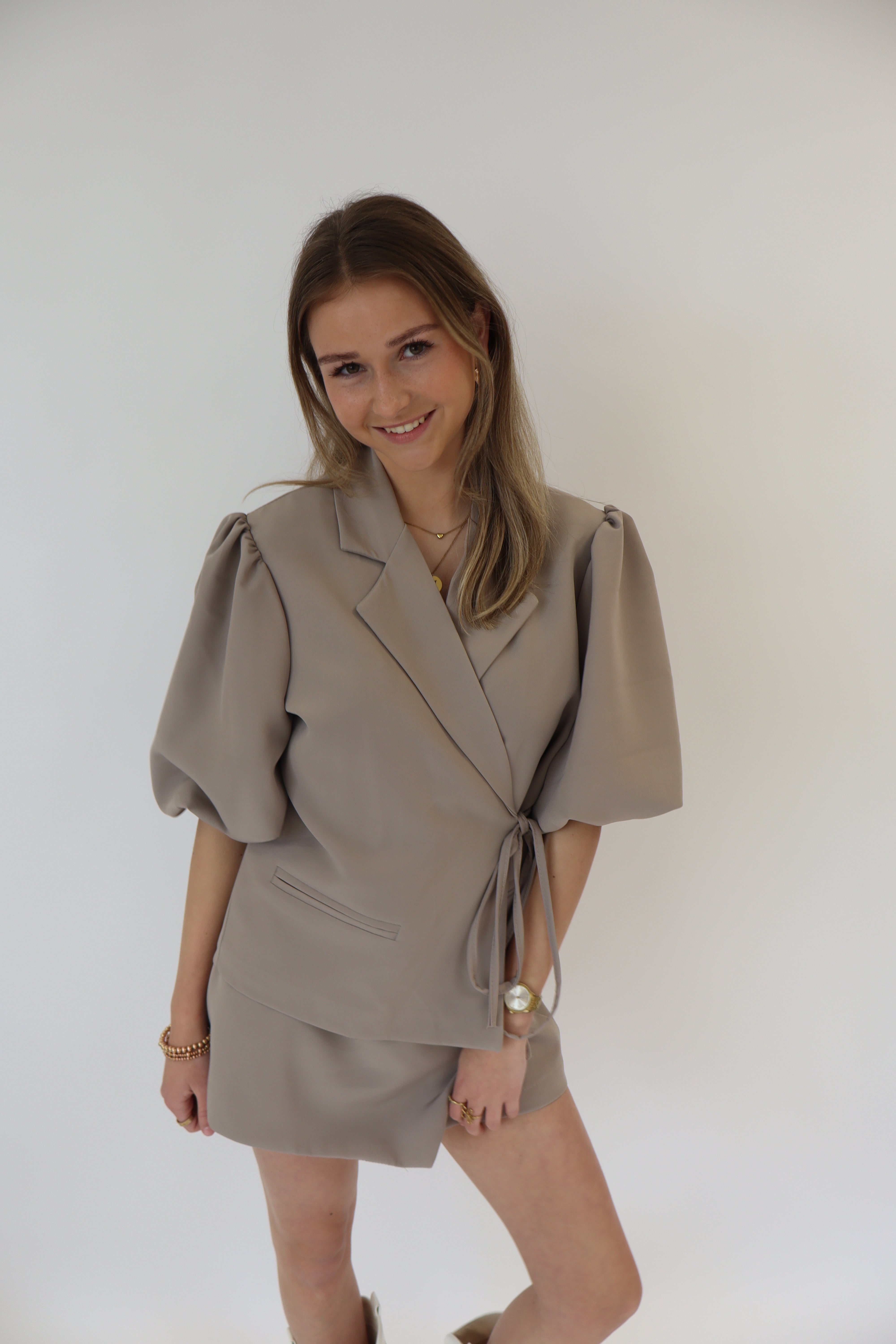 May Wrap Blazer Taupe