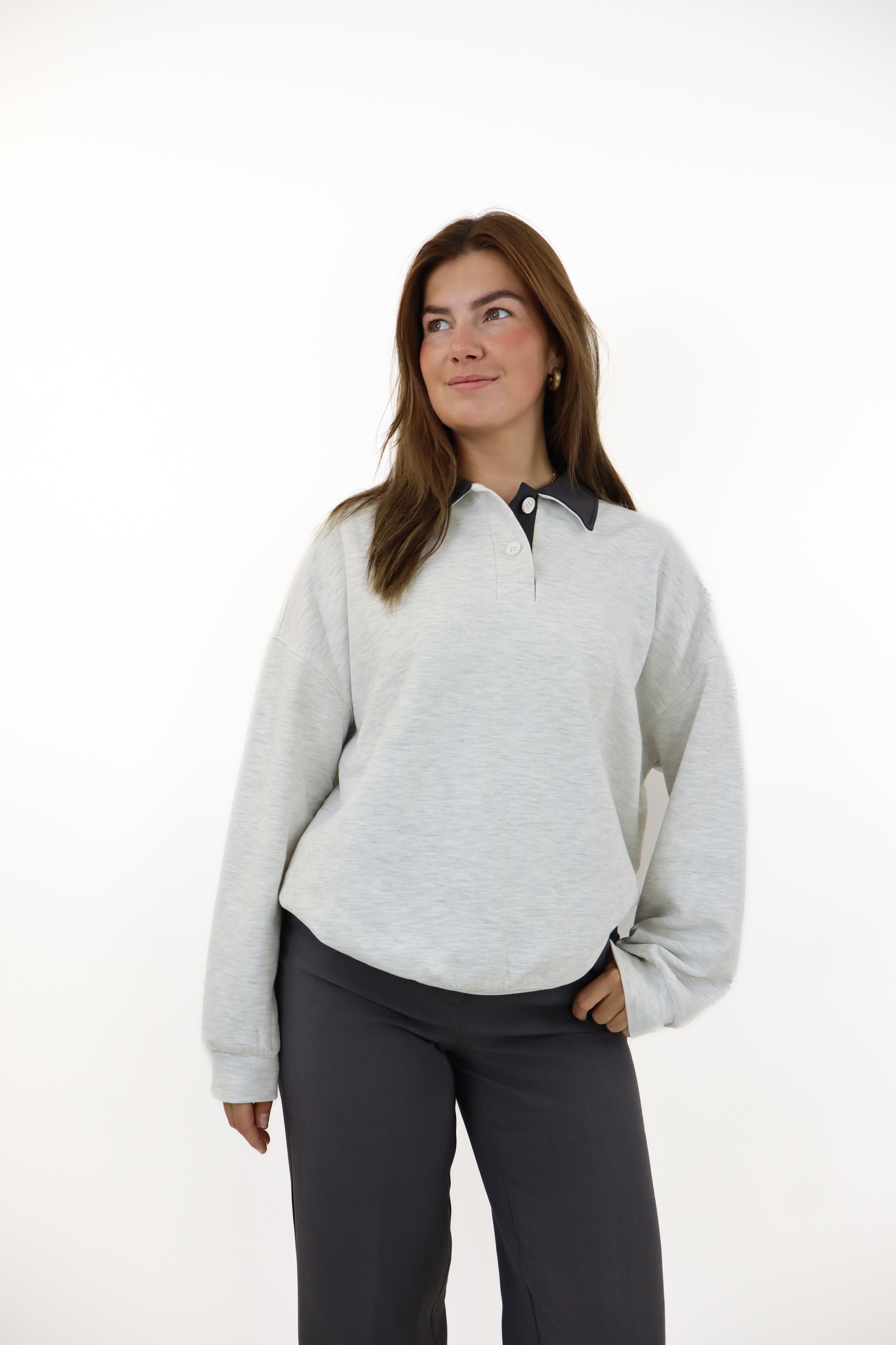 Kyana Polo Sweater Light Grey