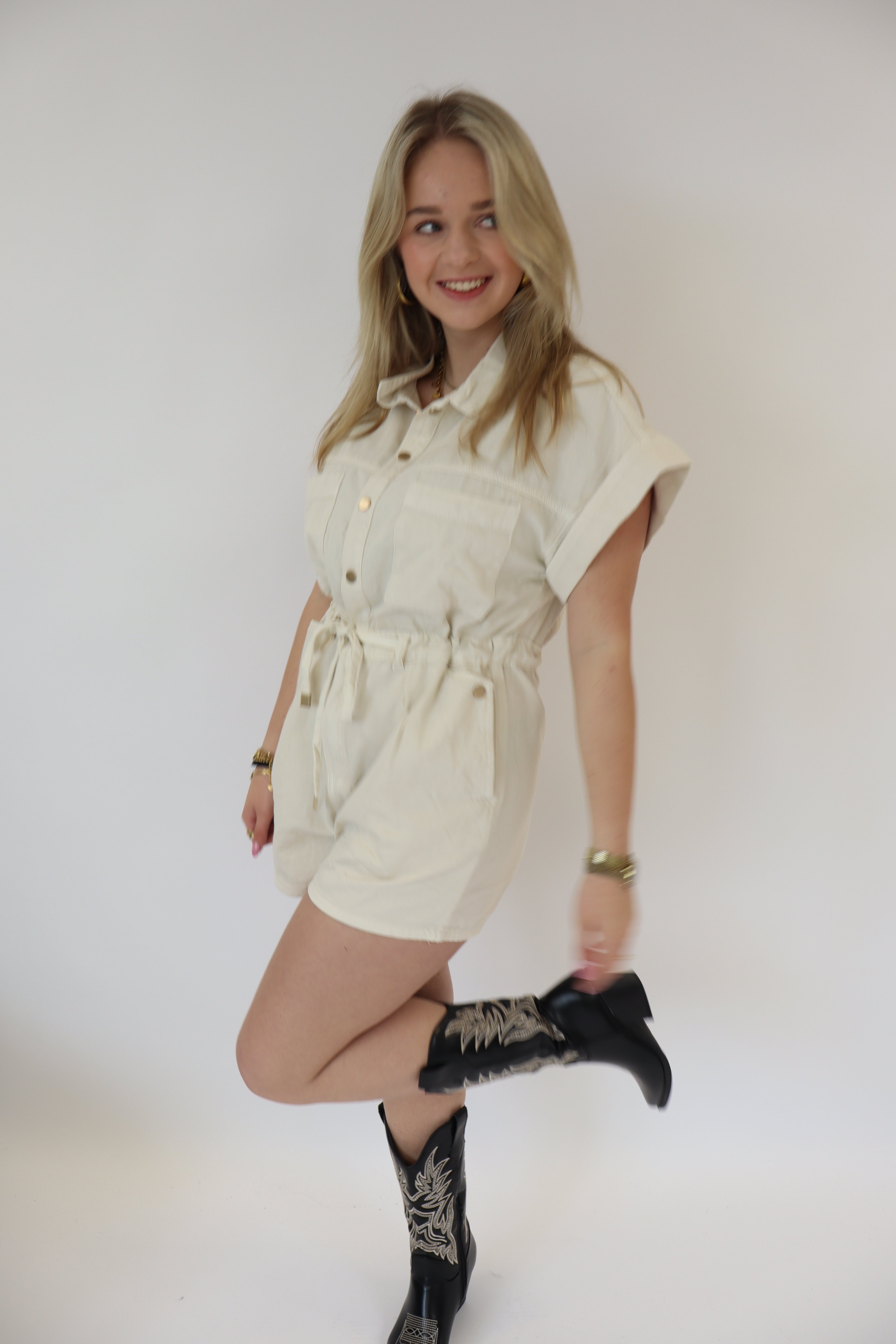 Lisanne Denim Jumpsuit Beige
