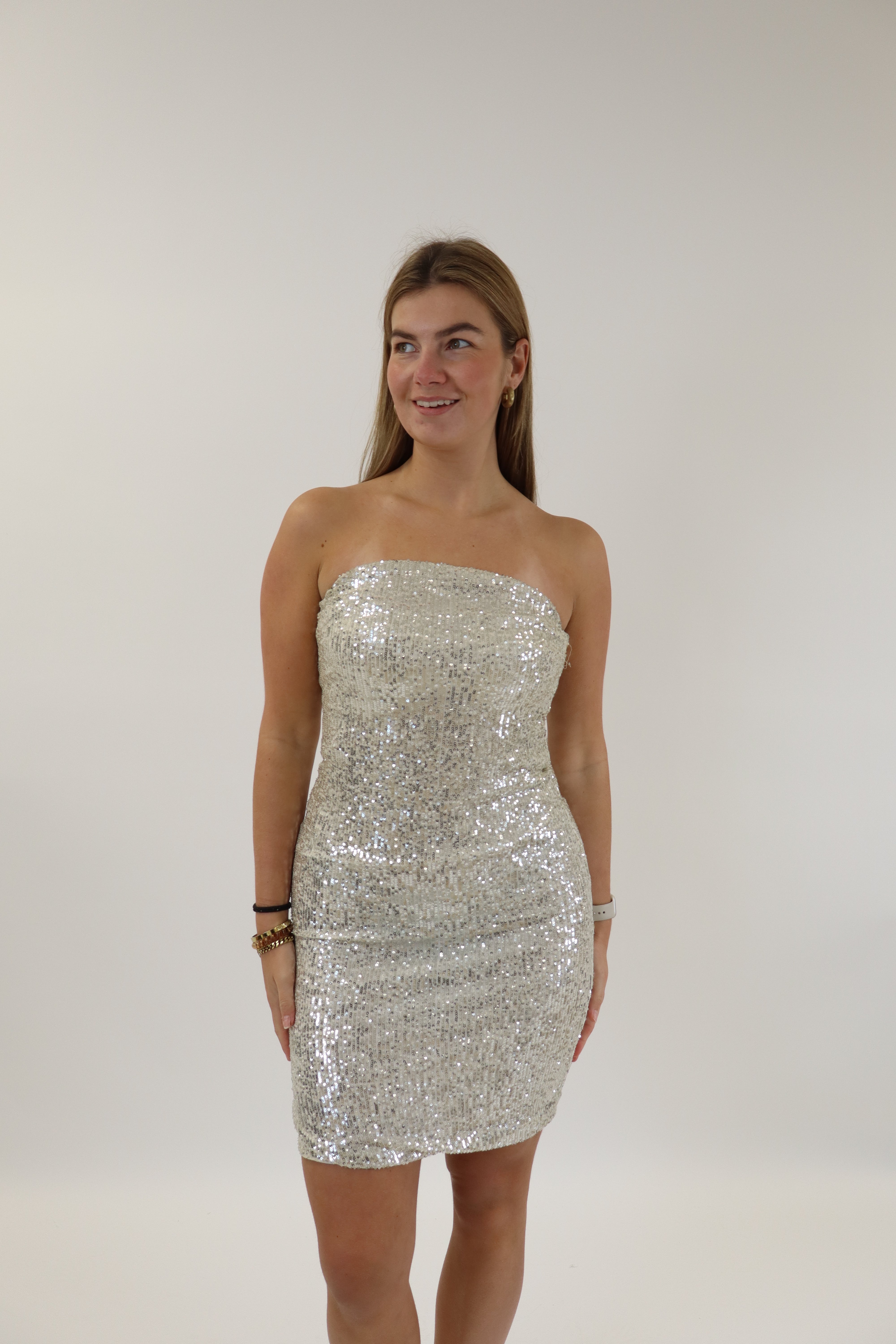Glitter Tube Dress Champagne