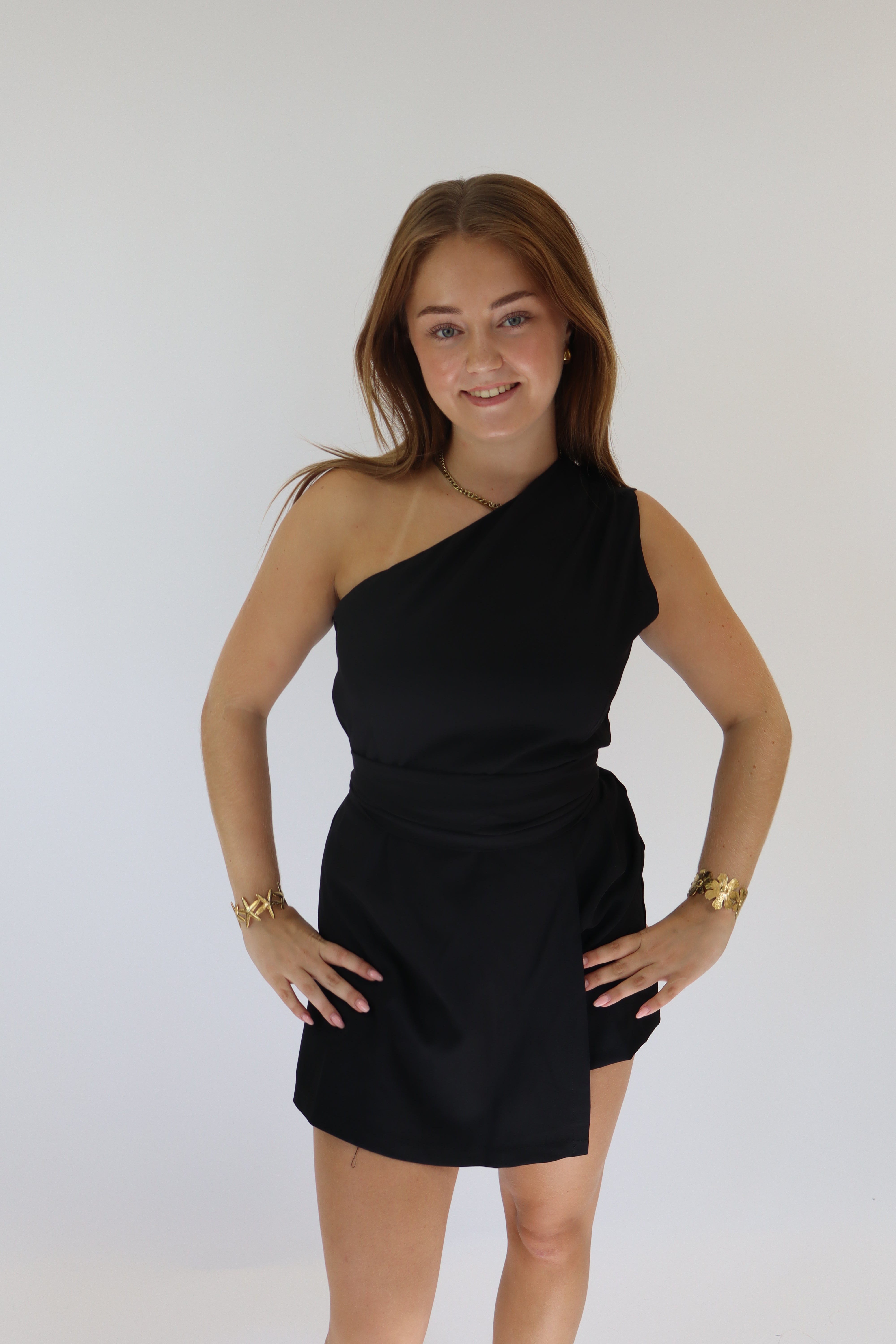 Alysha One Shoulder Playsuit Black