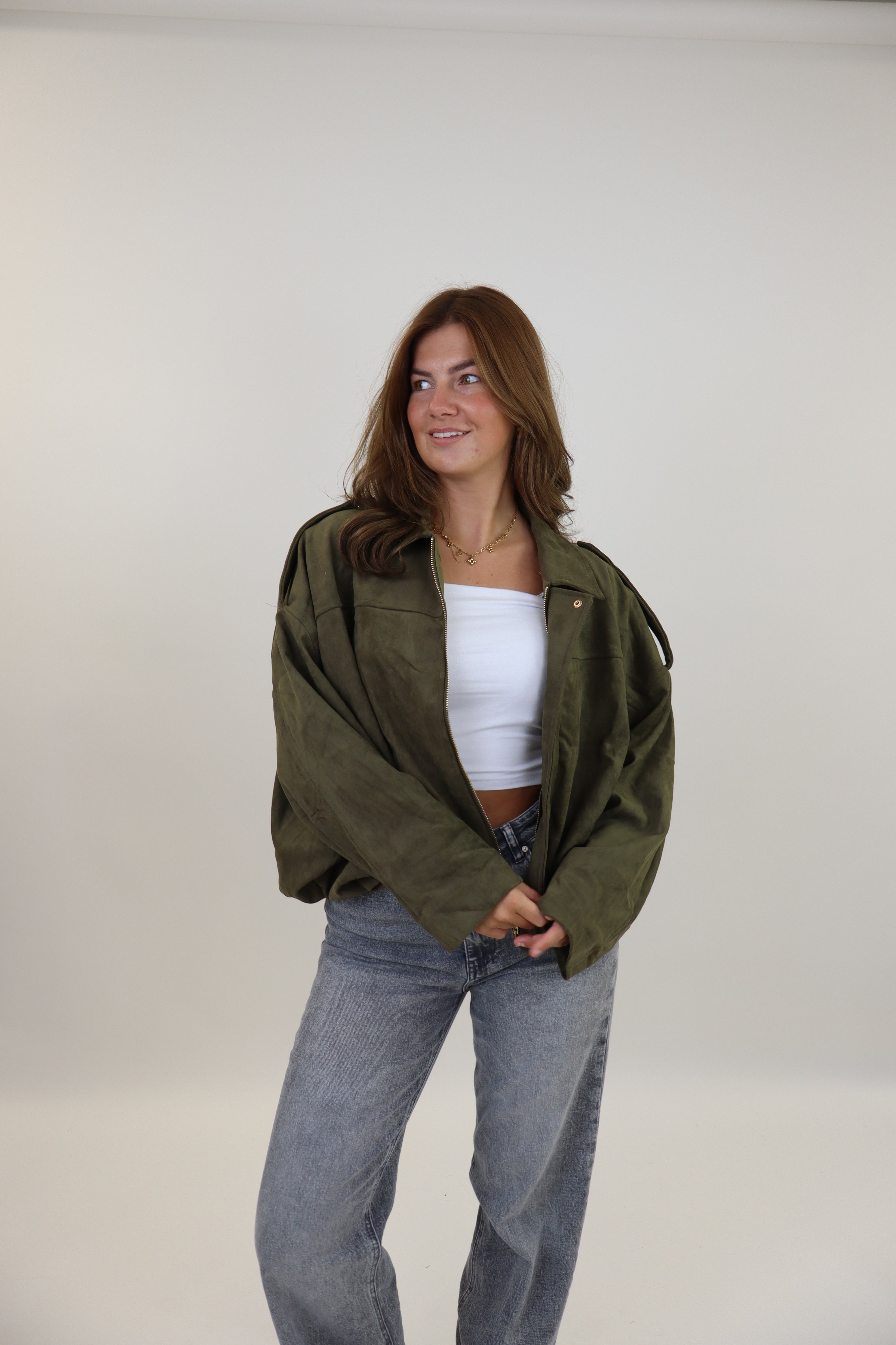 Suede Jacket Army Green