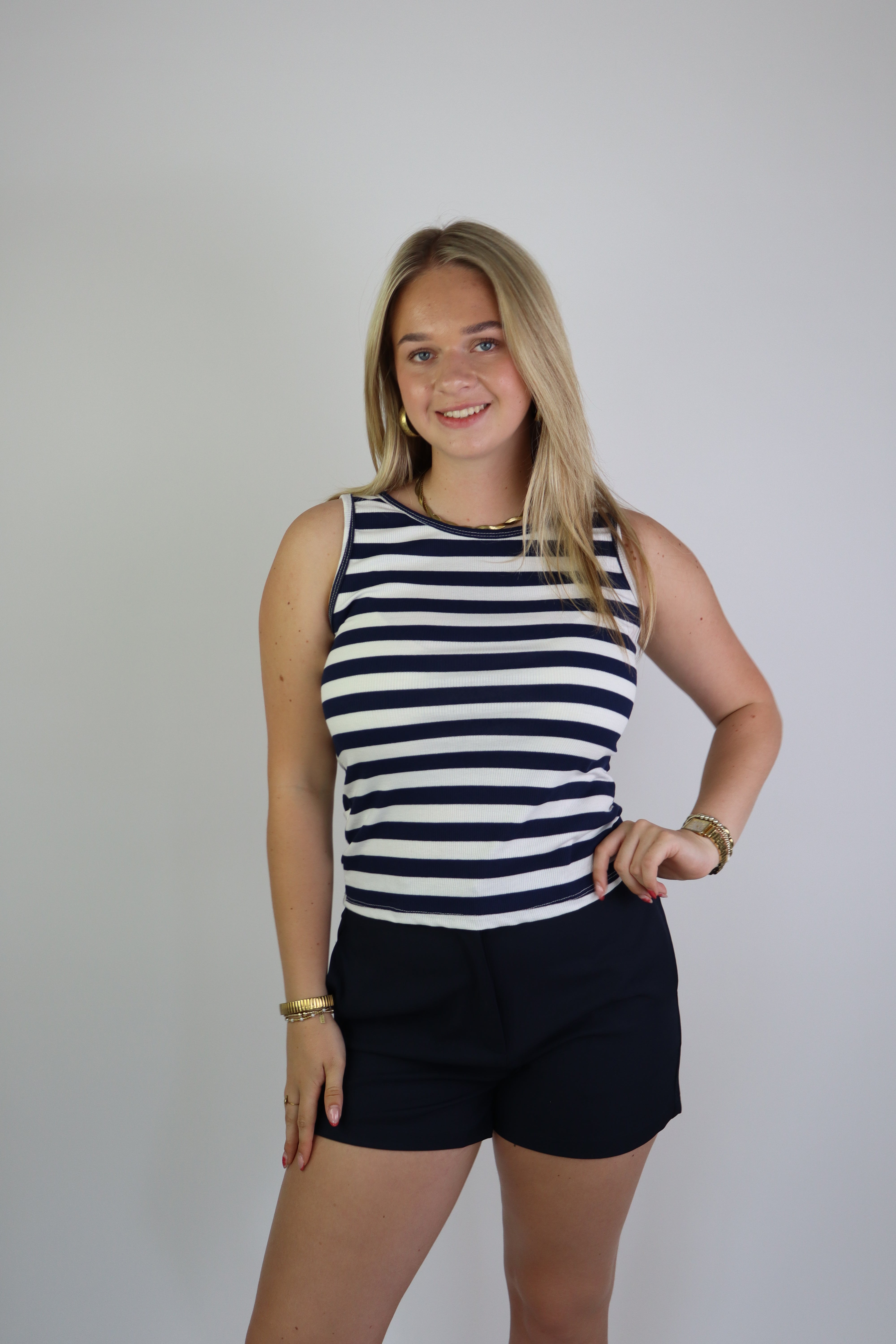Ambika Striped Top Navy