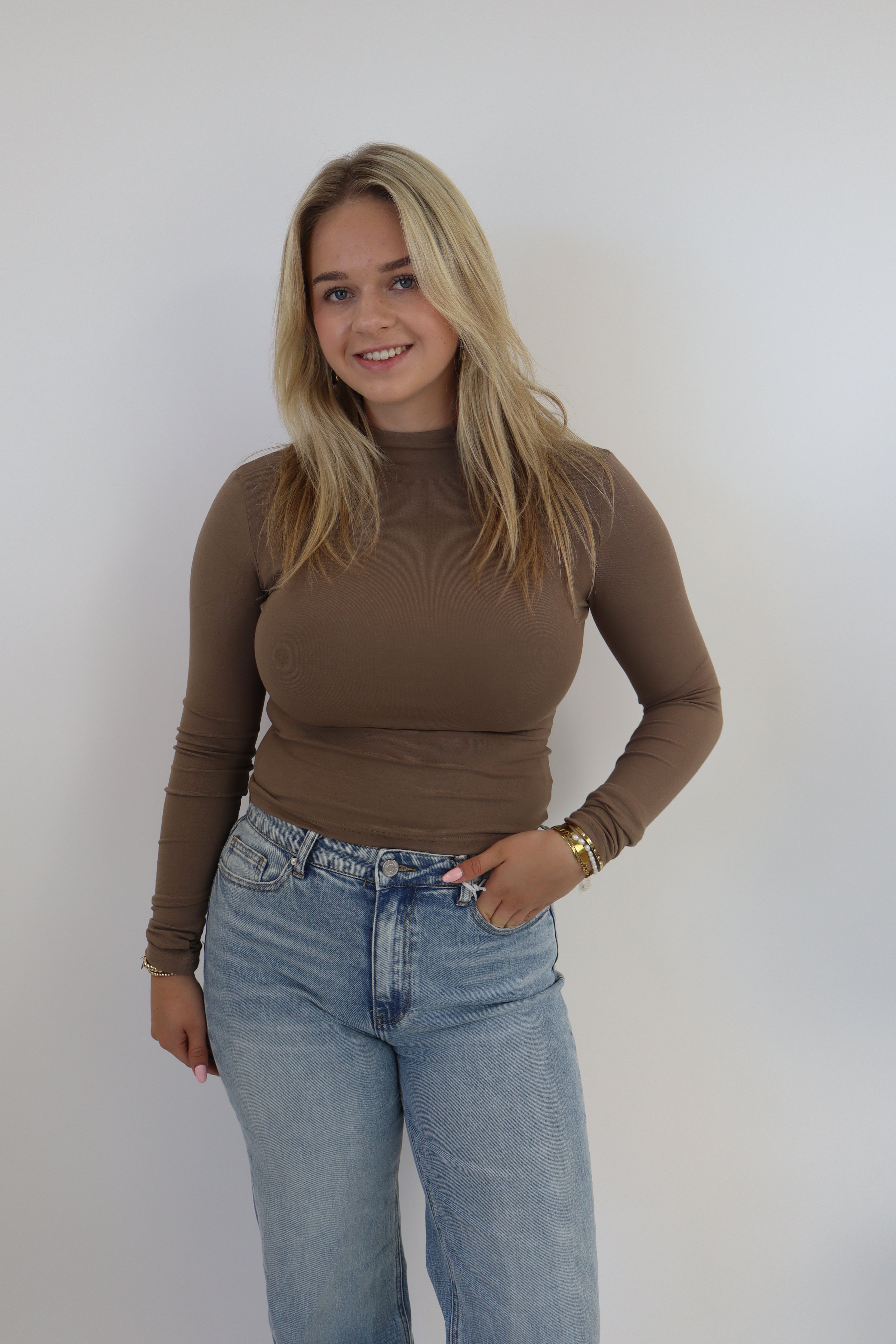 Leanne Long Sleeve Top - Dark Taupe