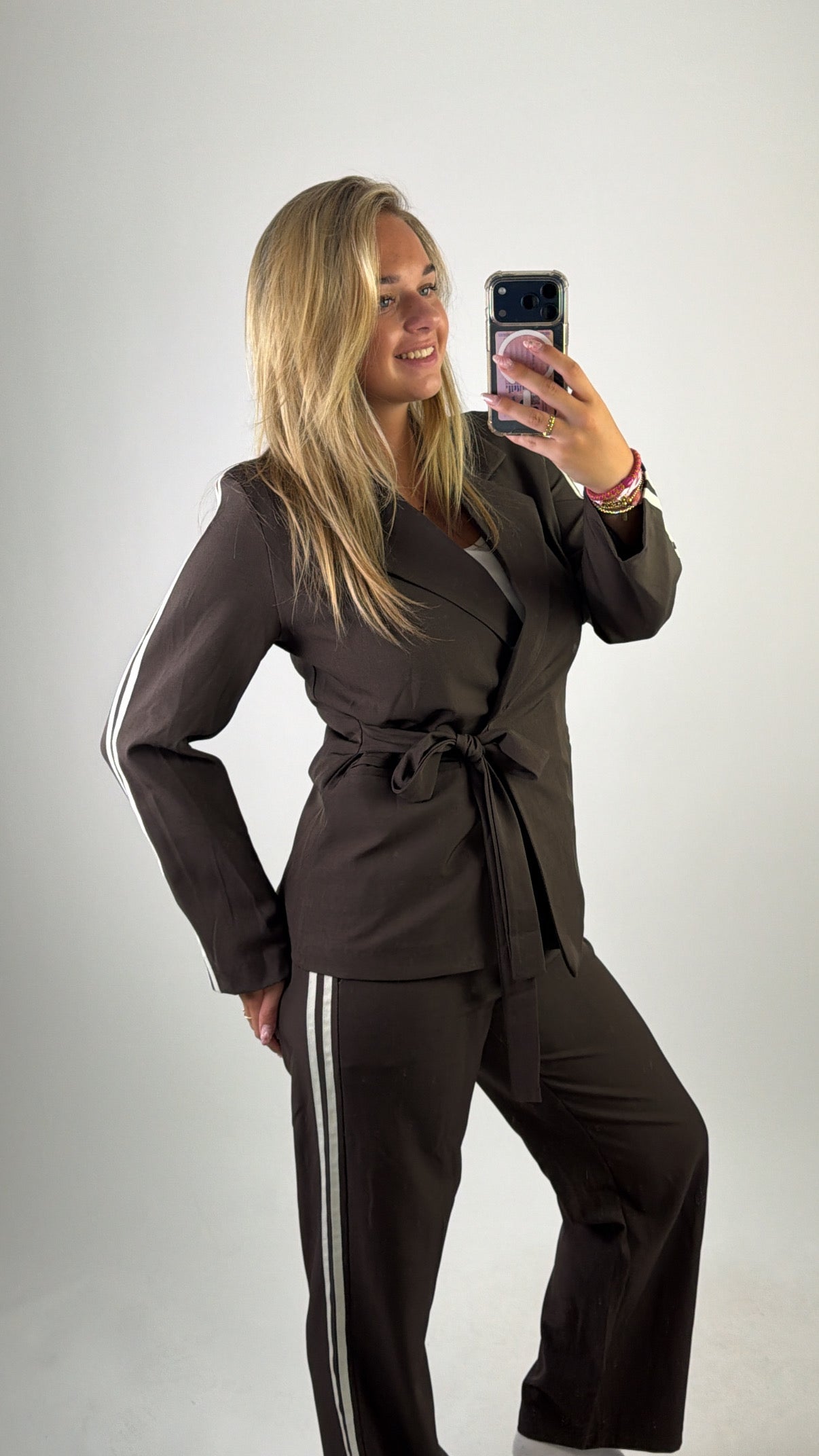 Gina Striped Blazer Brown
