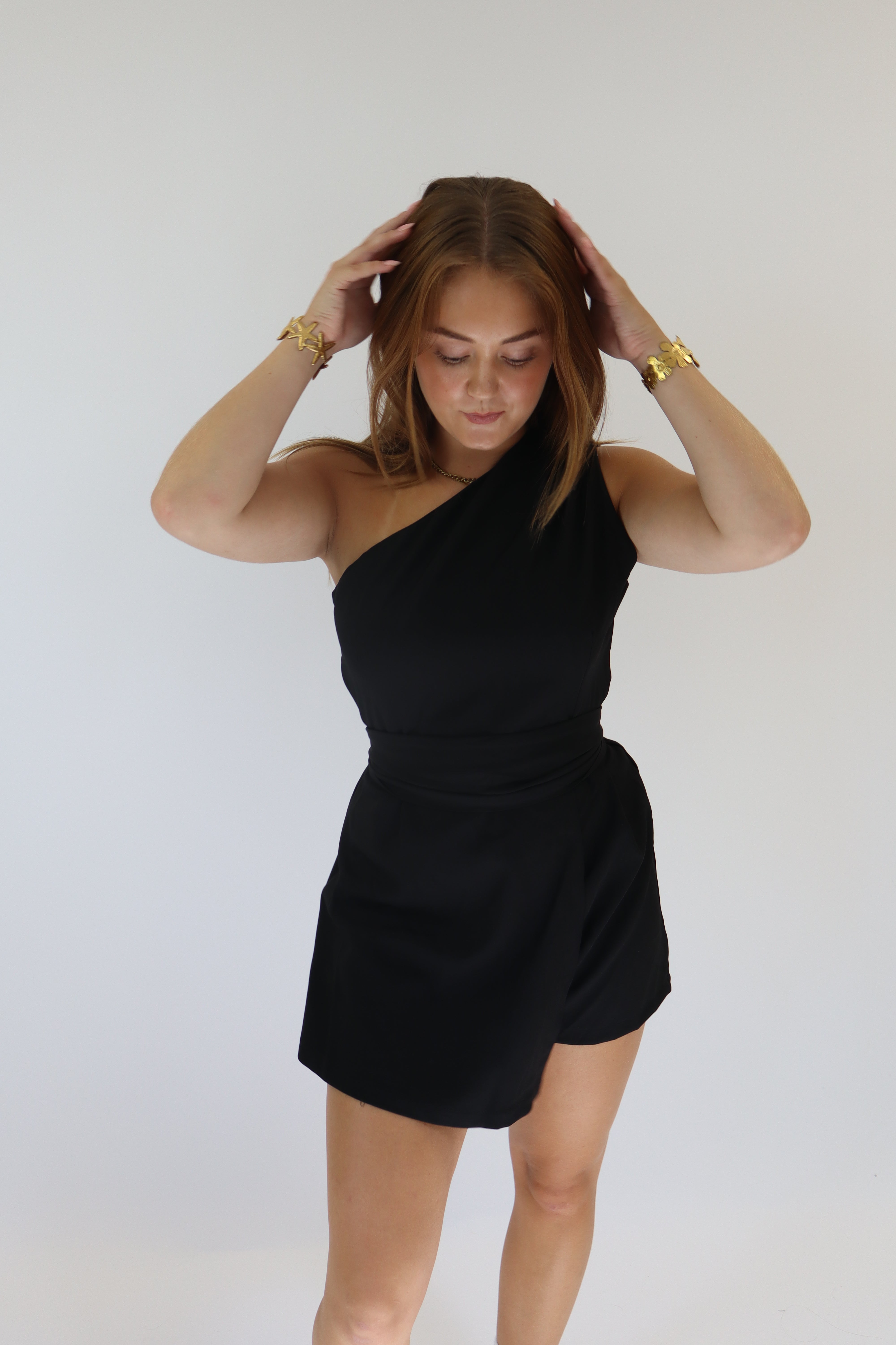Alysha One Shoulder Playsuit Black