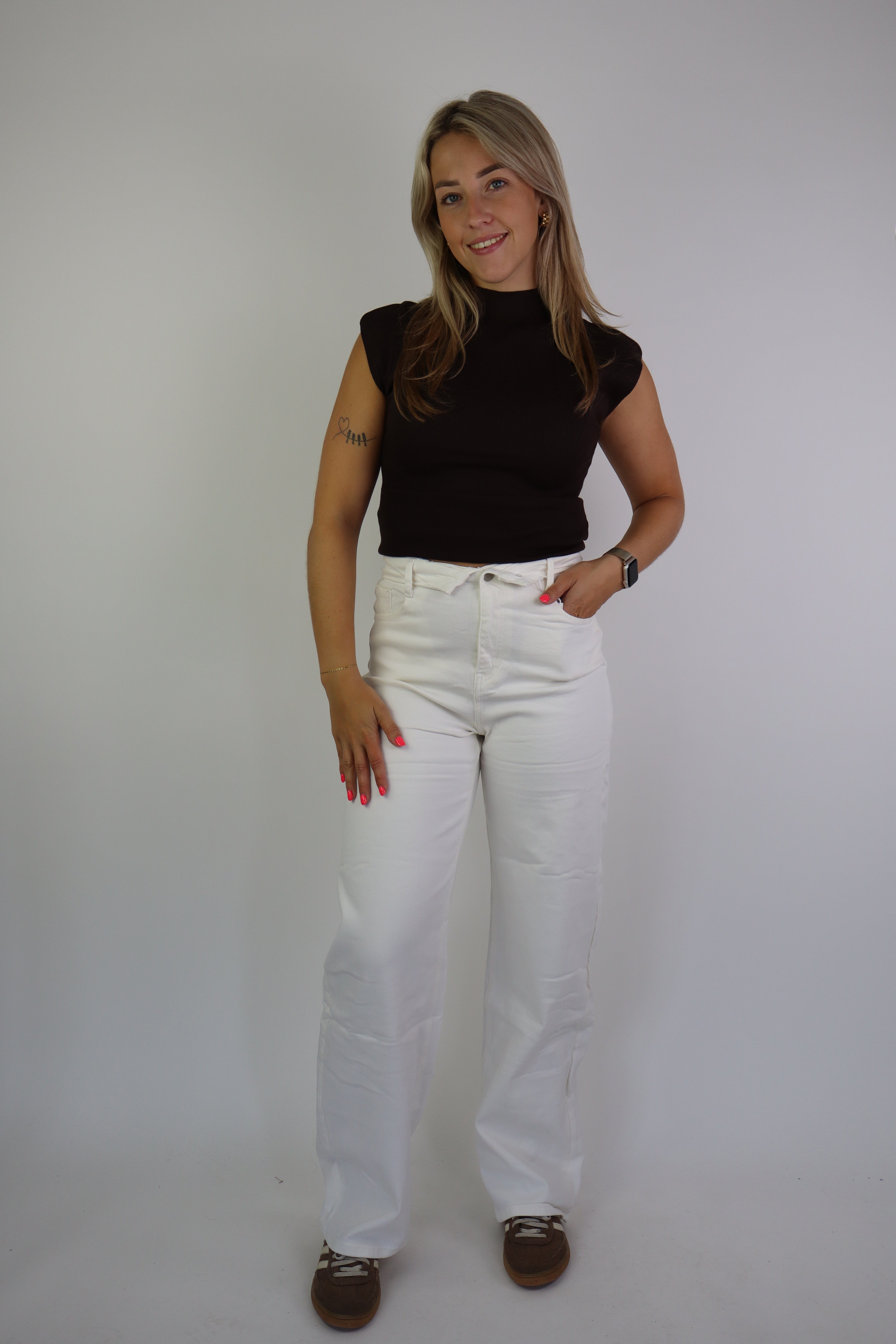 Fold Over Jeans White Hm1511-11