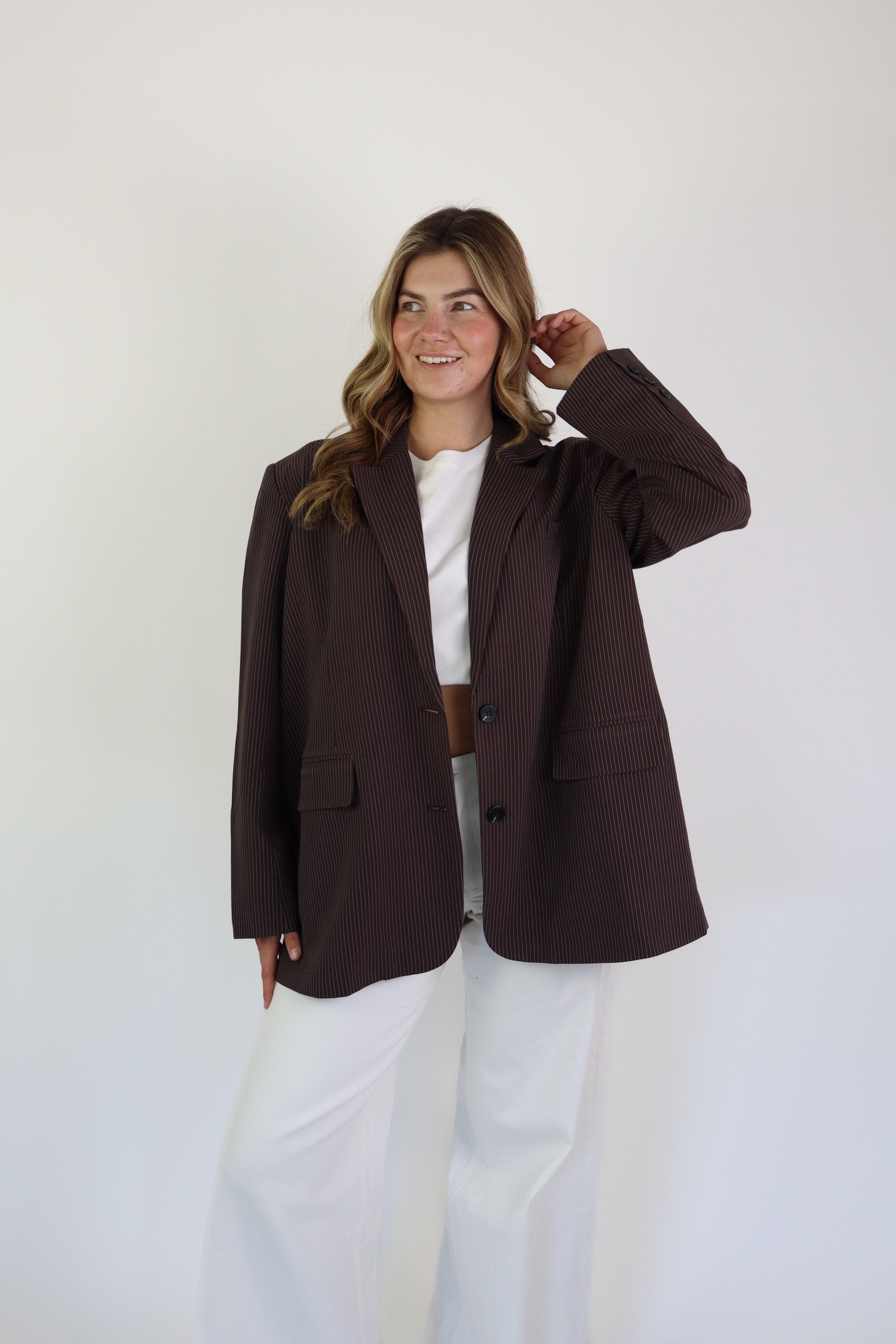 Striped Blazer Brown