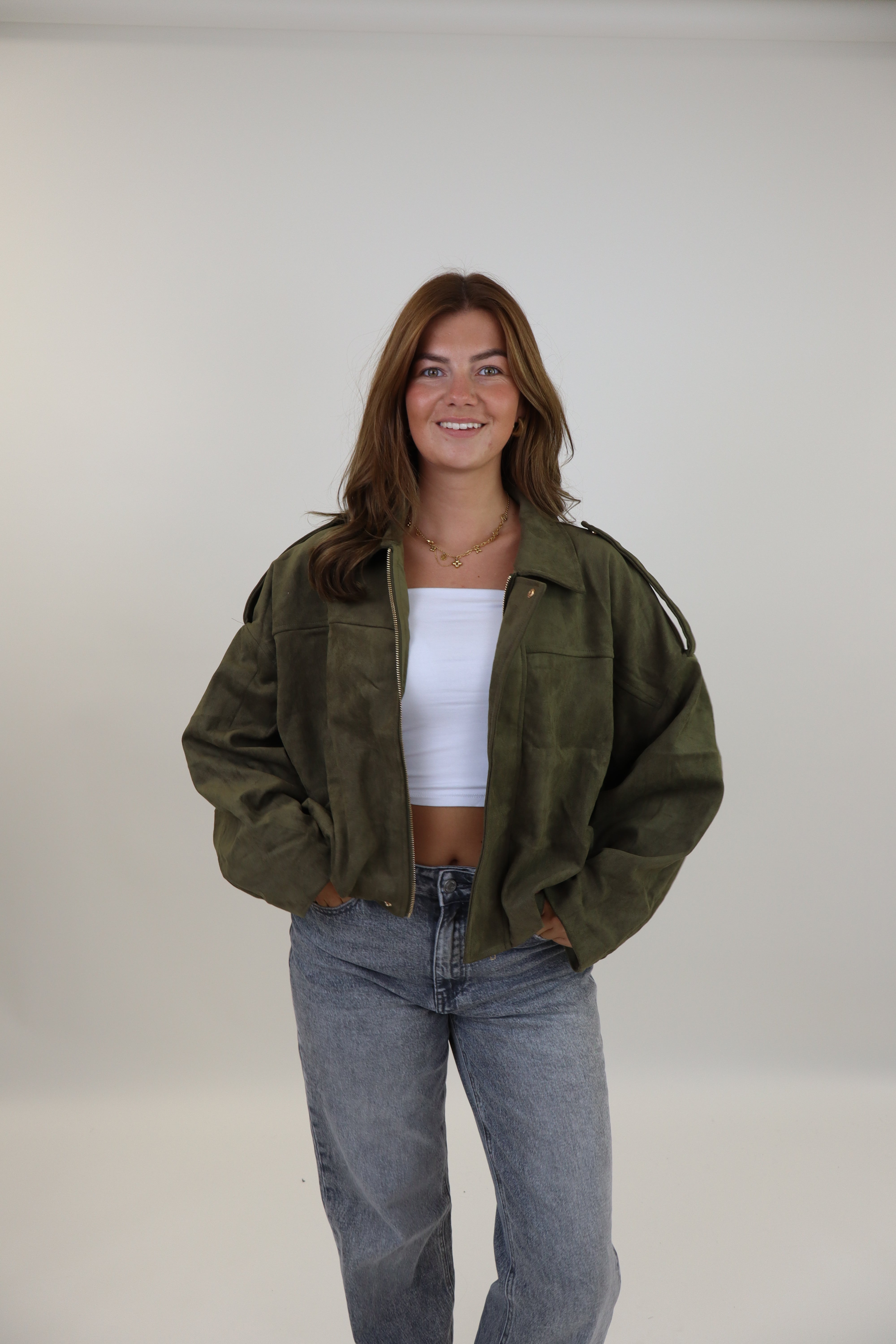 Suede Jacket Army Green