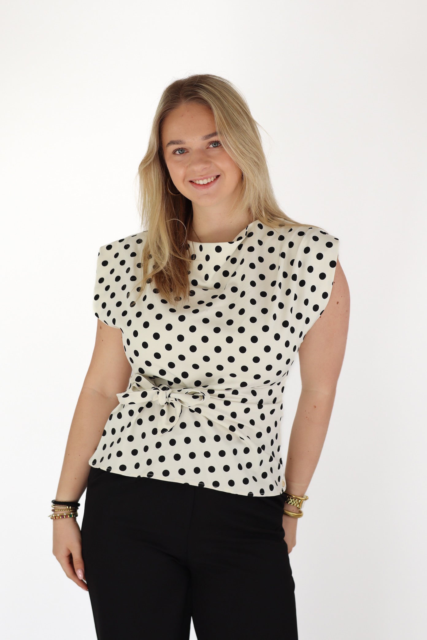 Britt Stippen Top Wit/Zwart