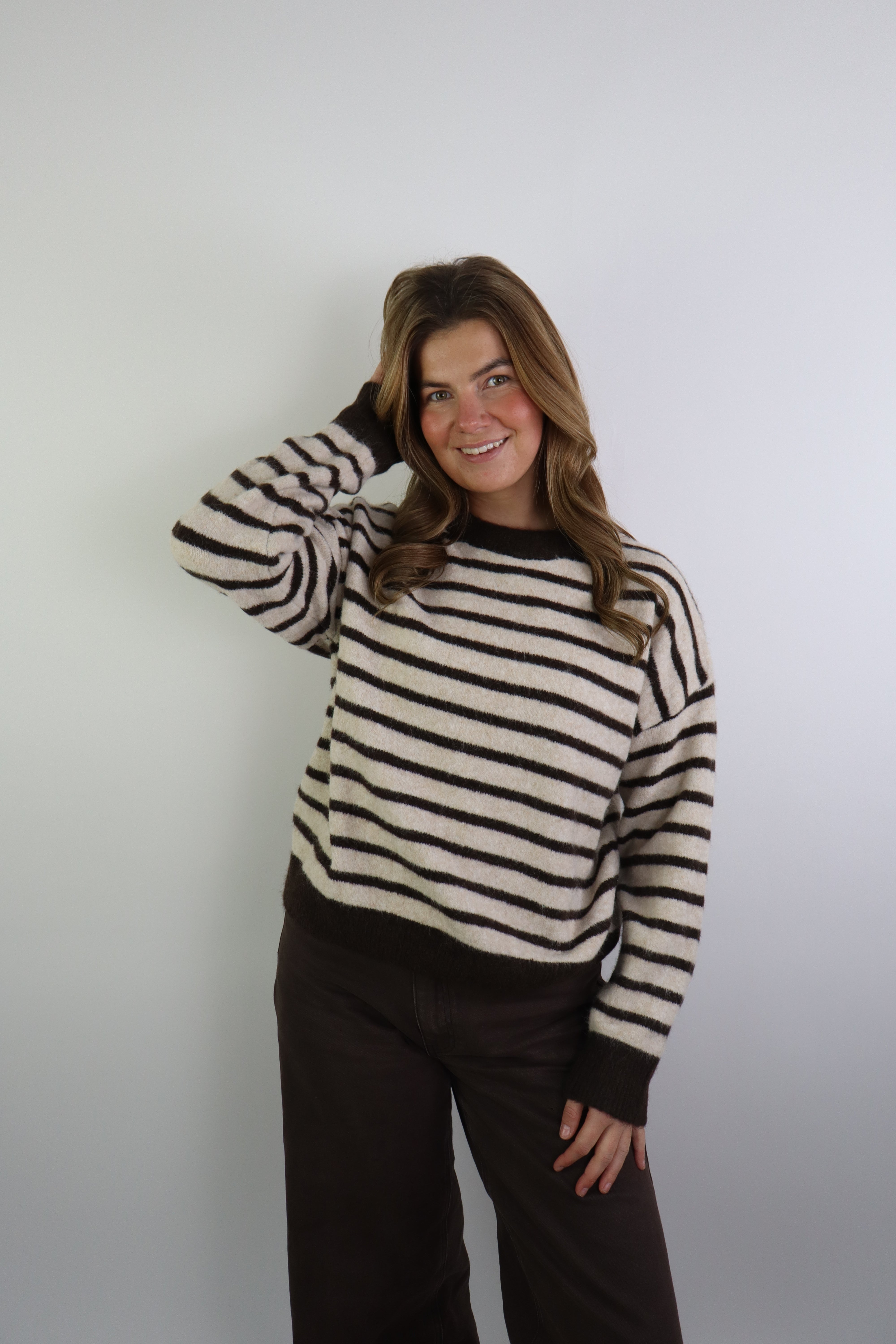 Djowena Striped Sweater Bruin/Beige