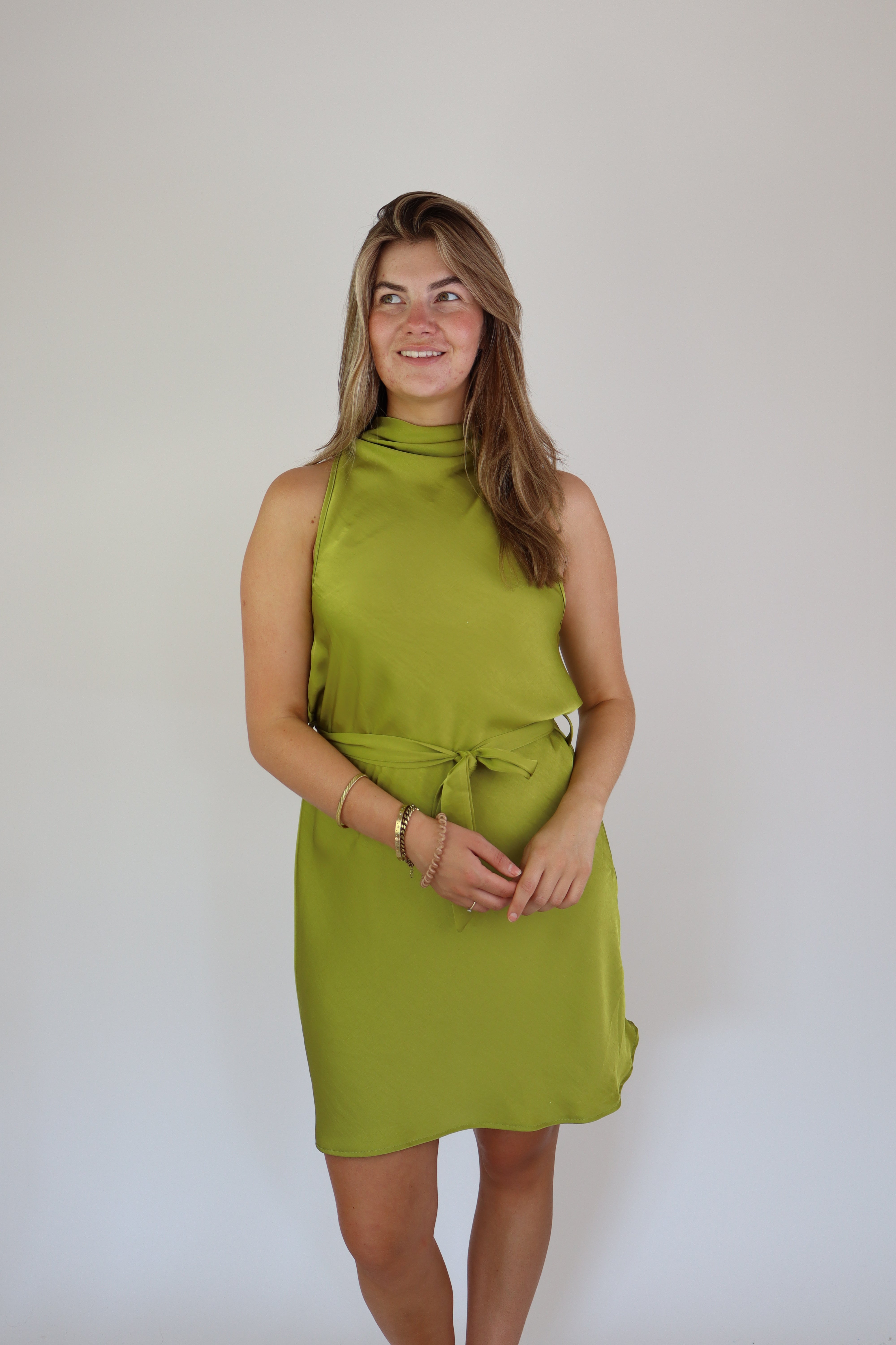 Satijnen Dress Lime