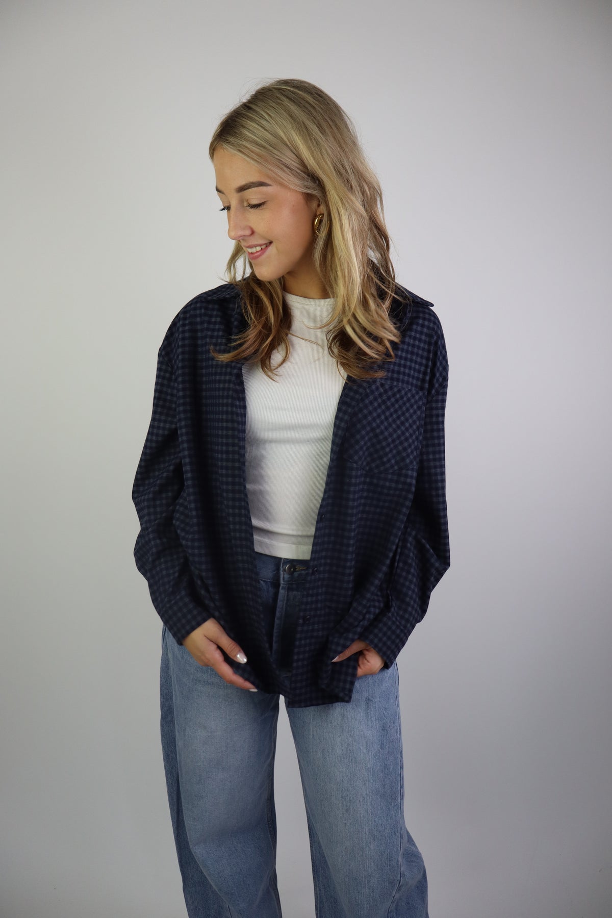 Ruitjes Blouse Ambika Navy