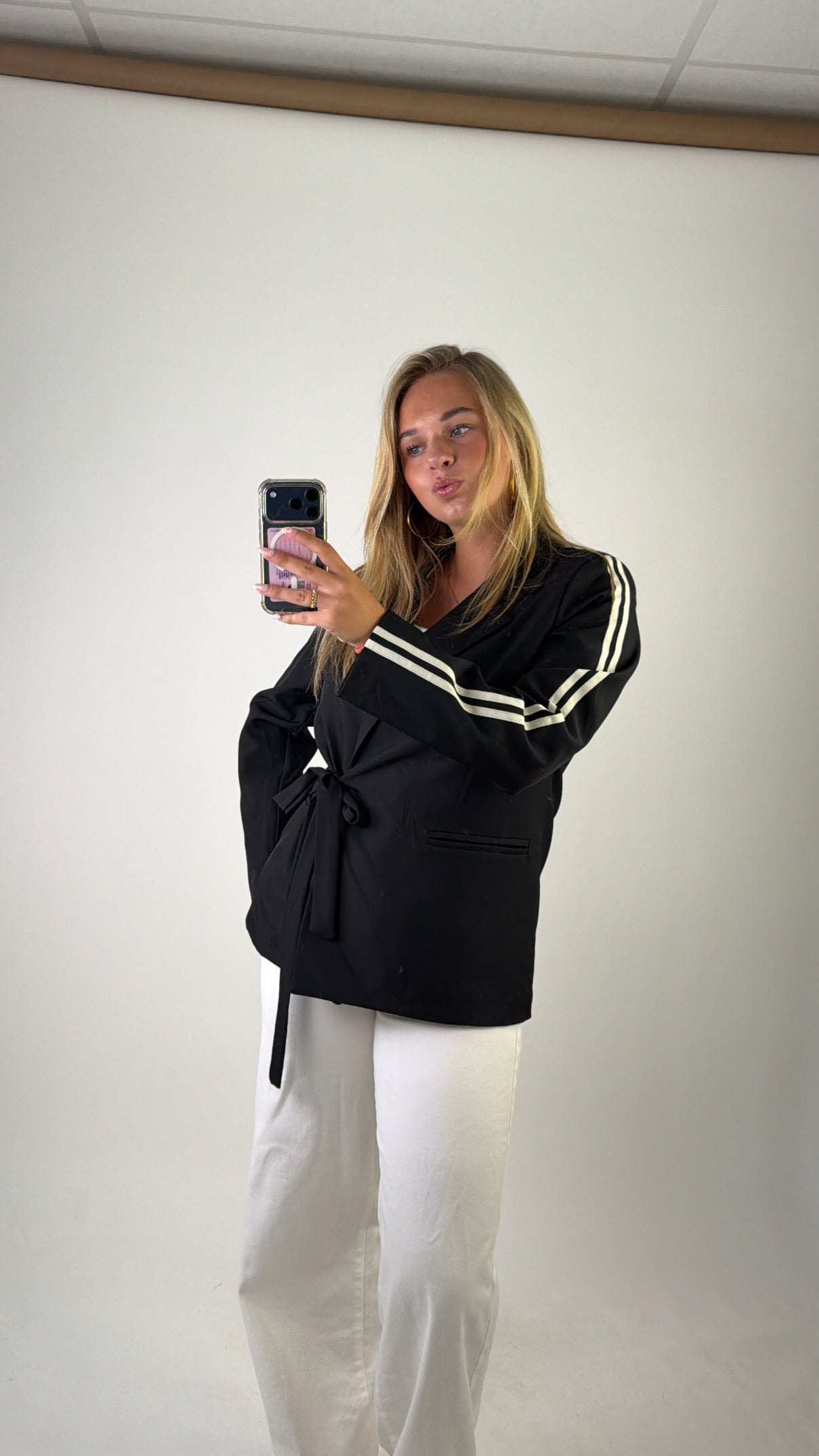 Gina Striped Blazer Black