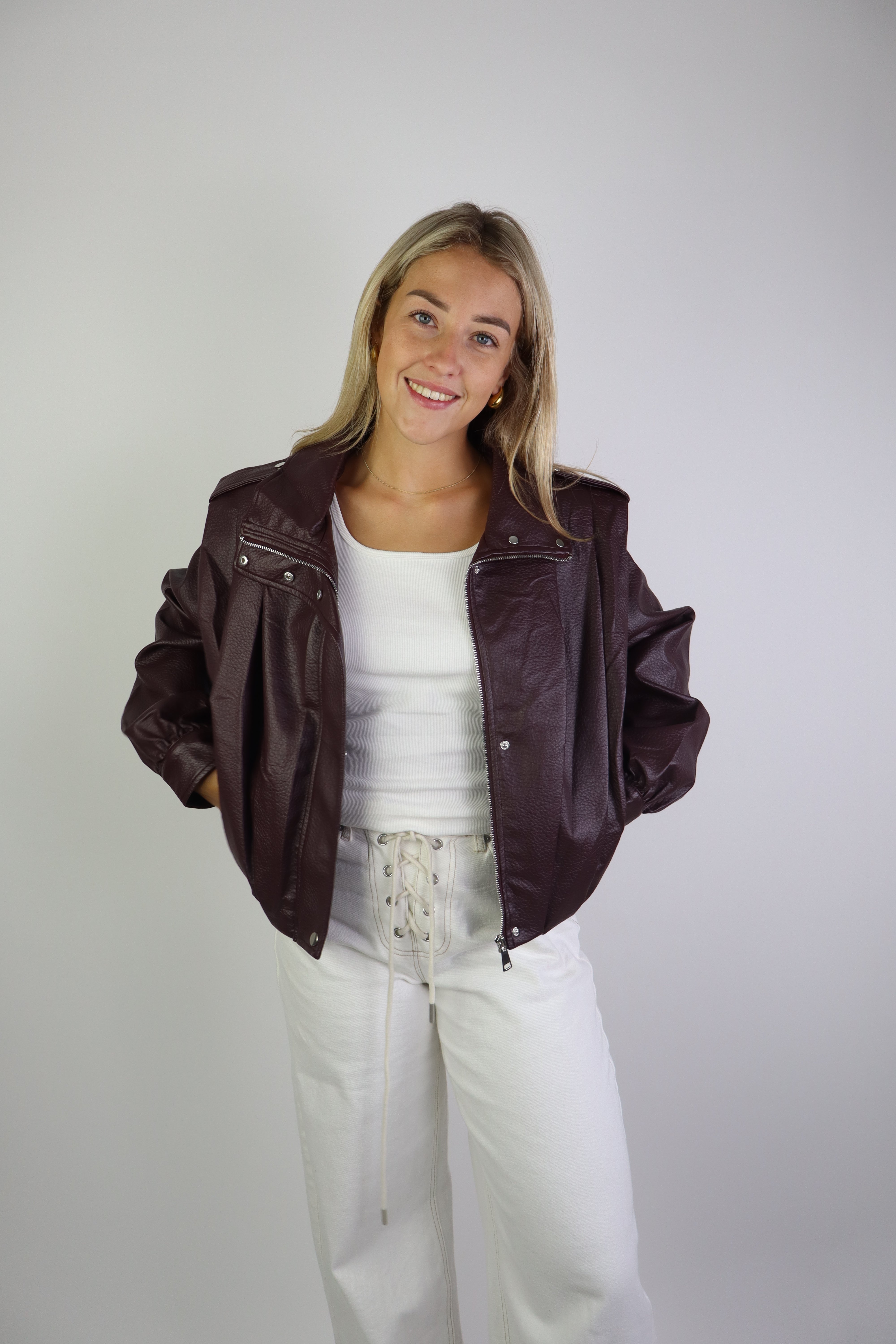 Nadien Leather Jacket Bordeaux