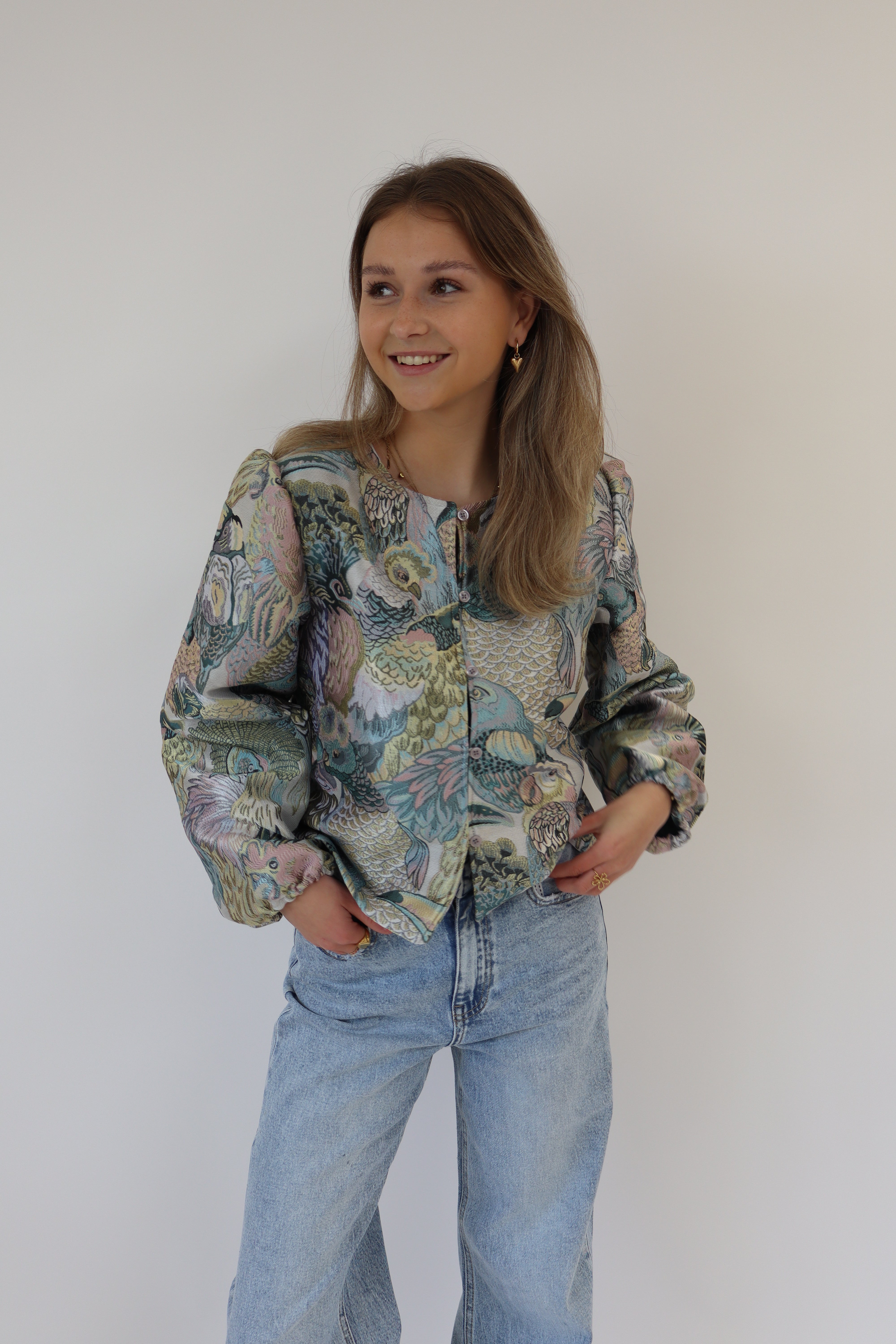 Dana Top Vogel Print Groen