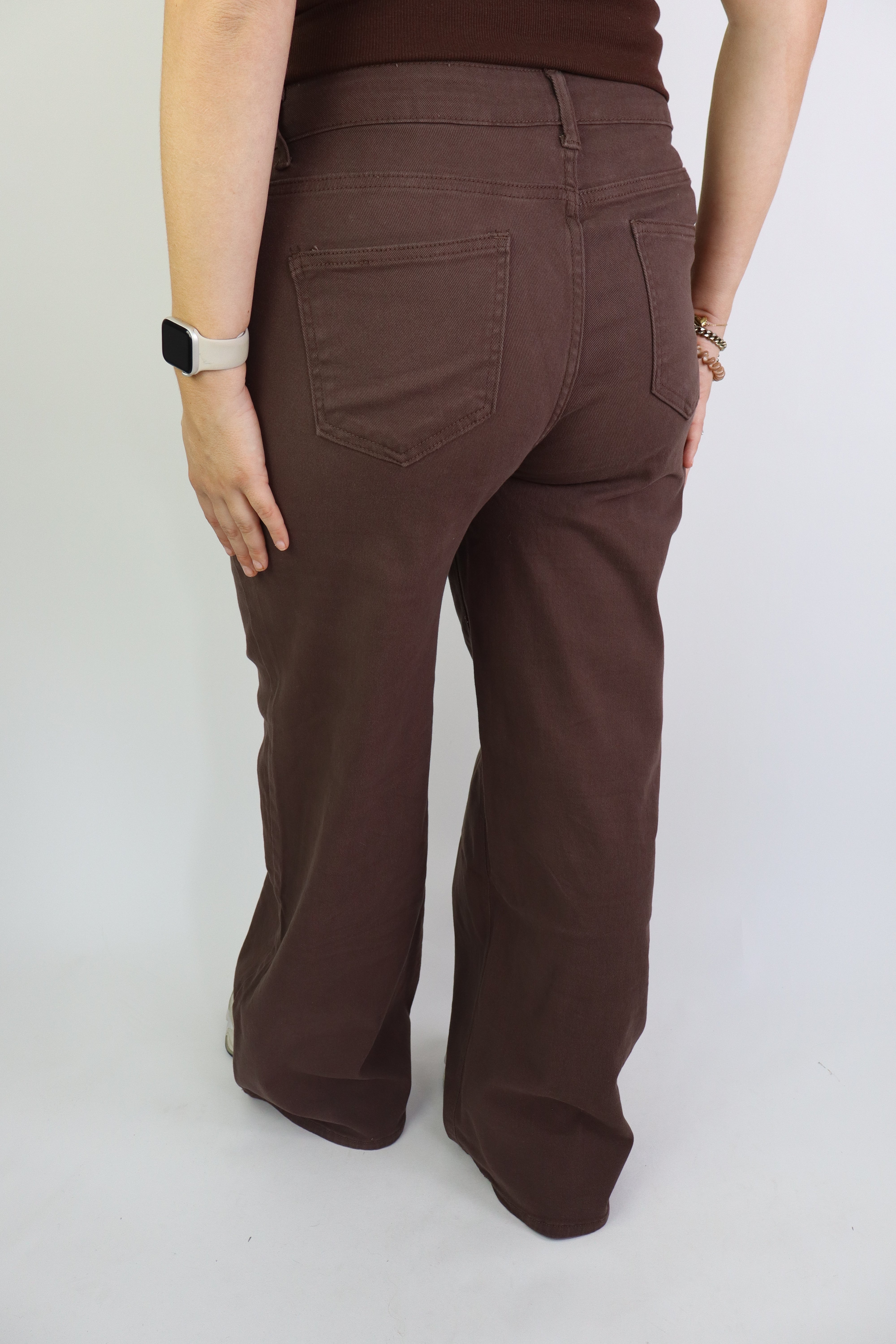 Fenne Wide Leg Jeans Stretch Brown