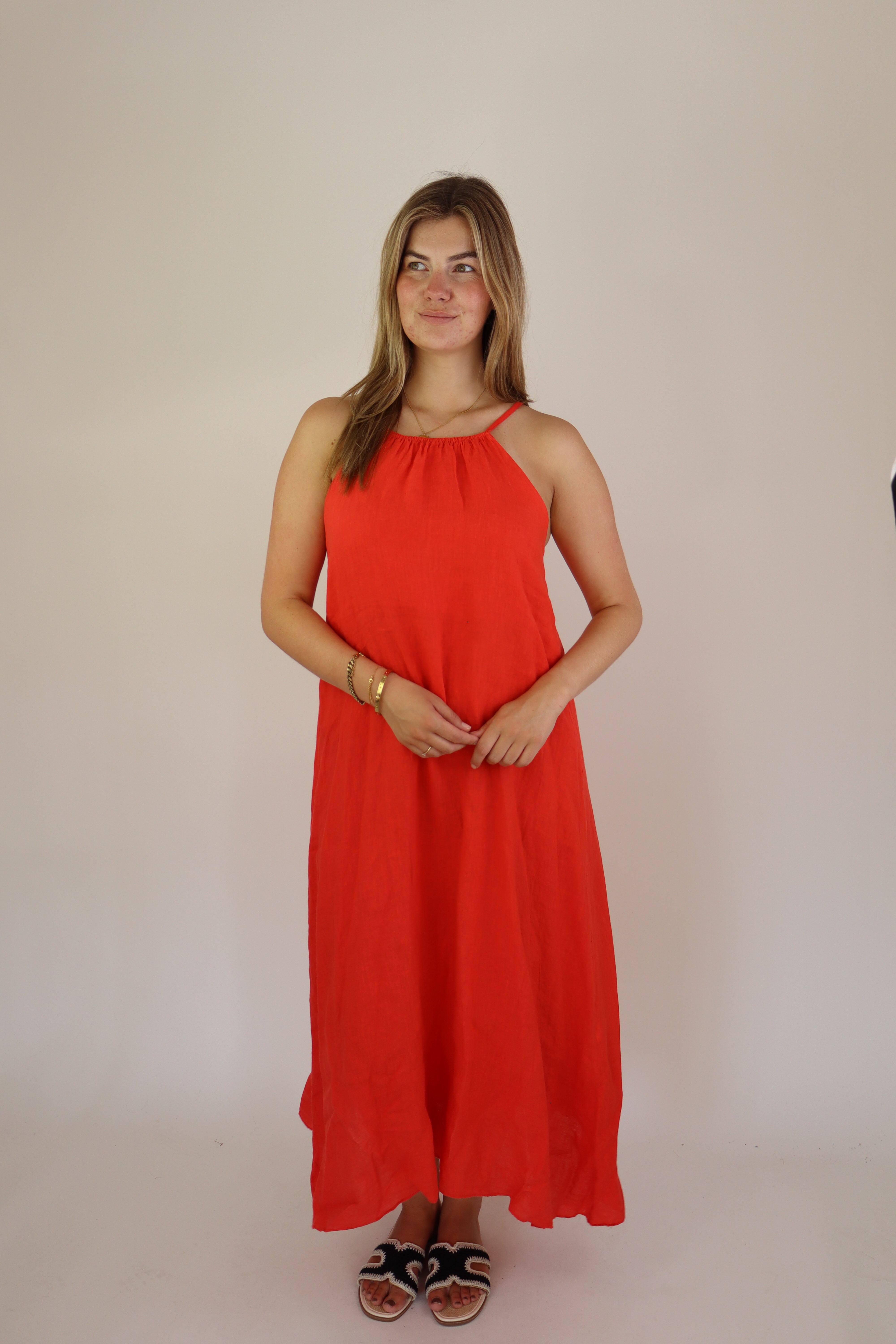 Linnen Dress Koraal