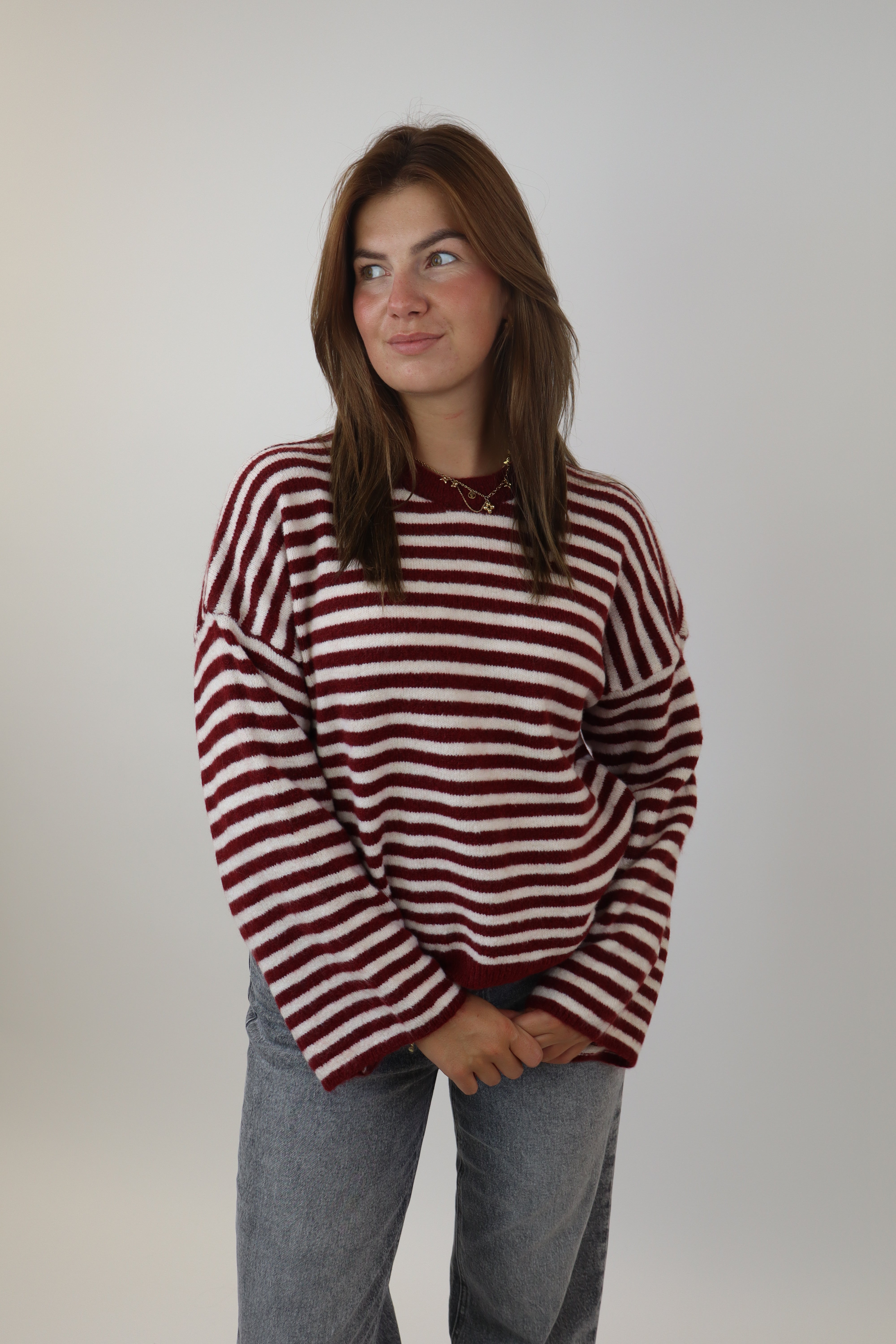 Myrthe Striped Sweater | Bordeaux
