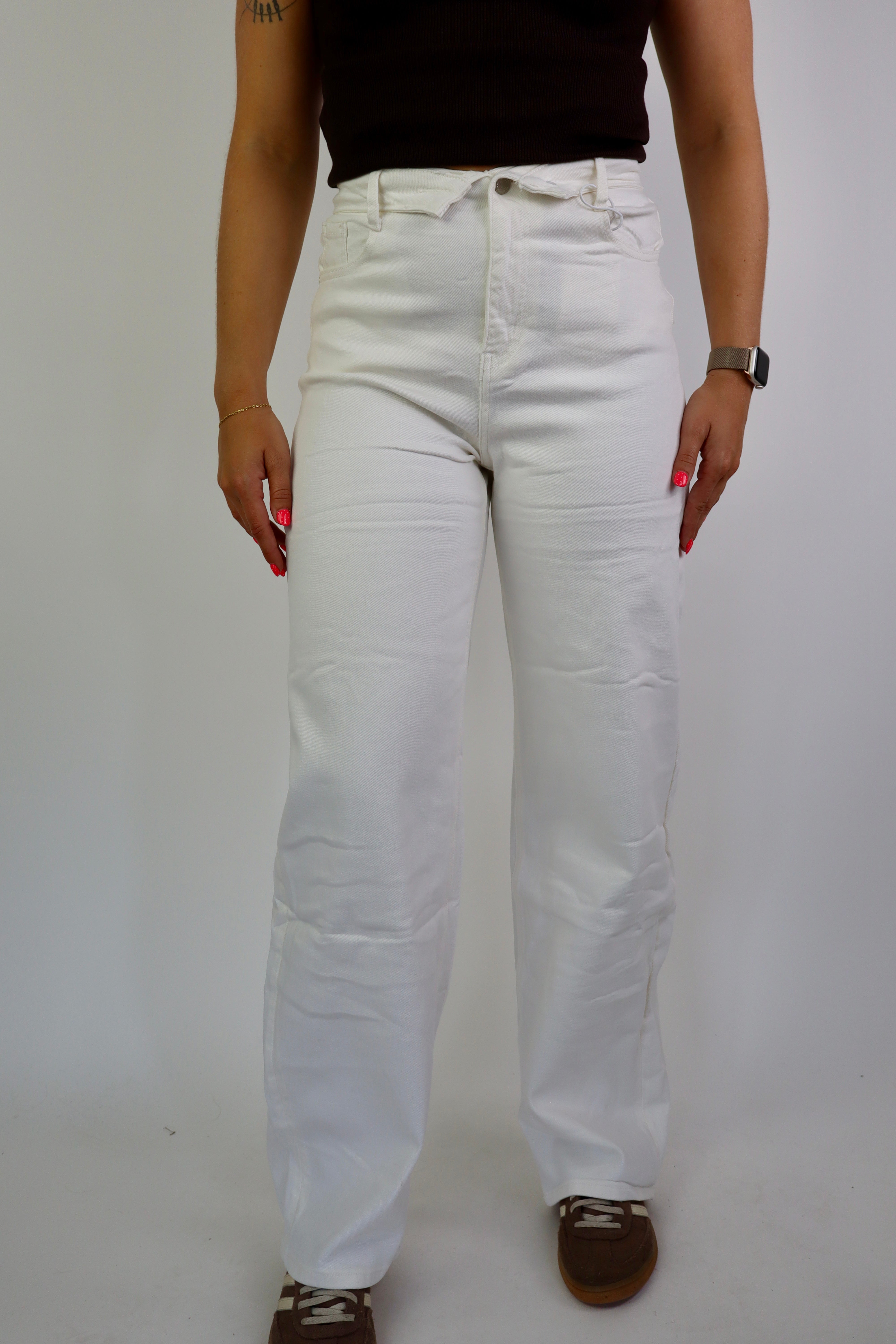 Fold Over Jeans White Hm1511-11