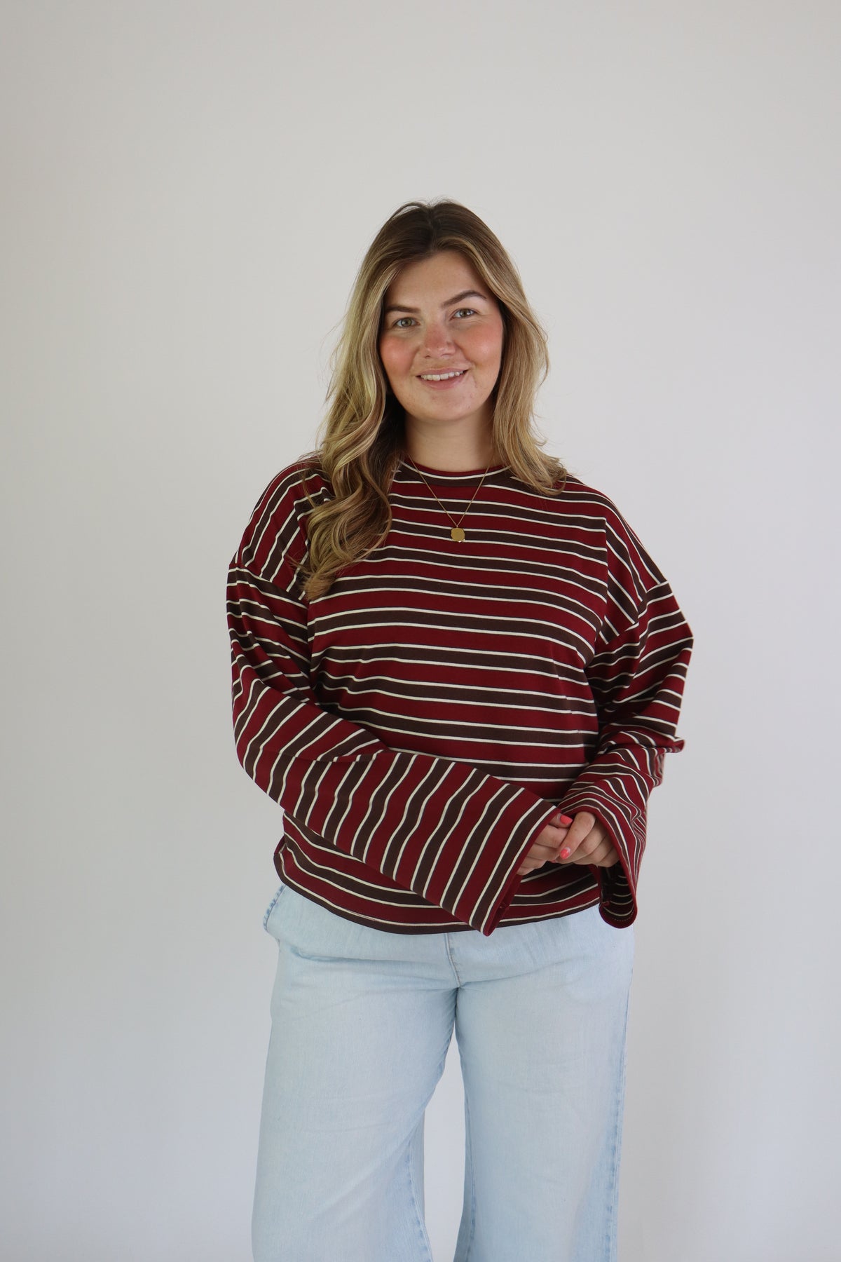 Amy Striped Longsleeve Bordeaux/Brown